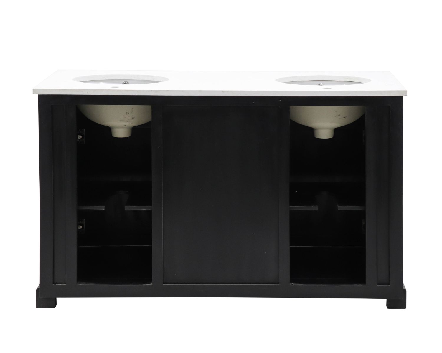 Meuble de salle de bain noir dessus quartz blanc "Elégance"