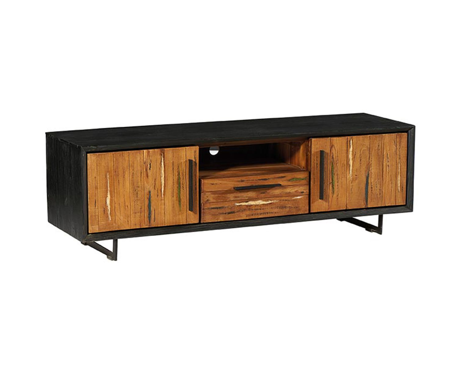Meuble télé en bois recyclé teck et métal "Ilowa"