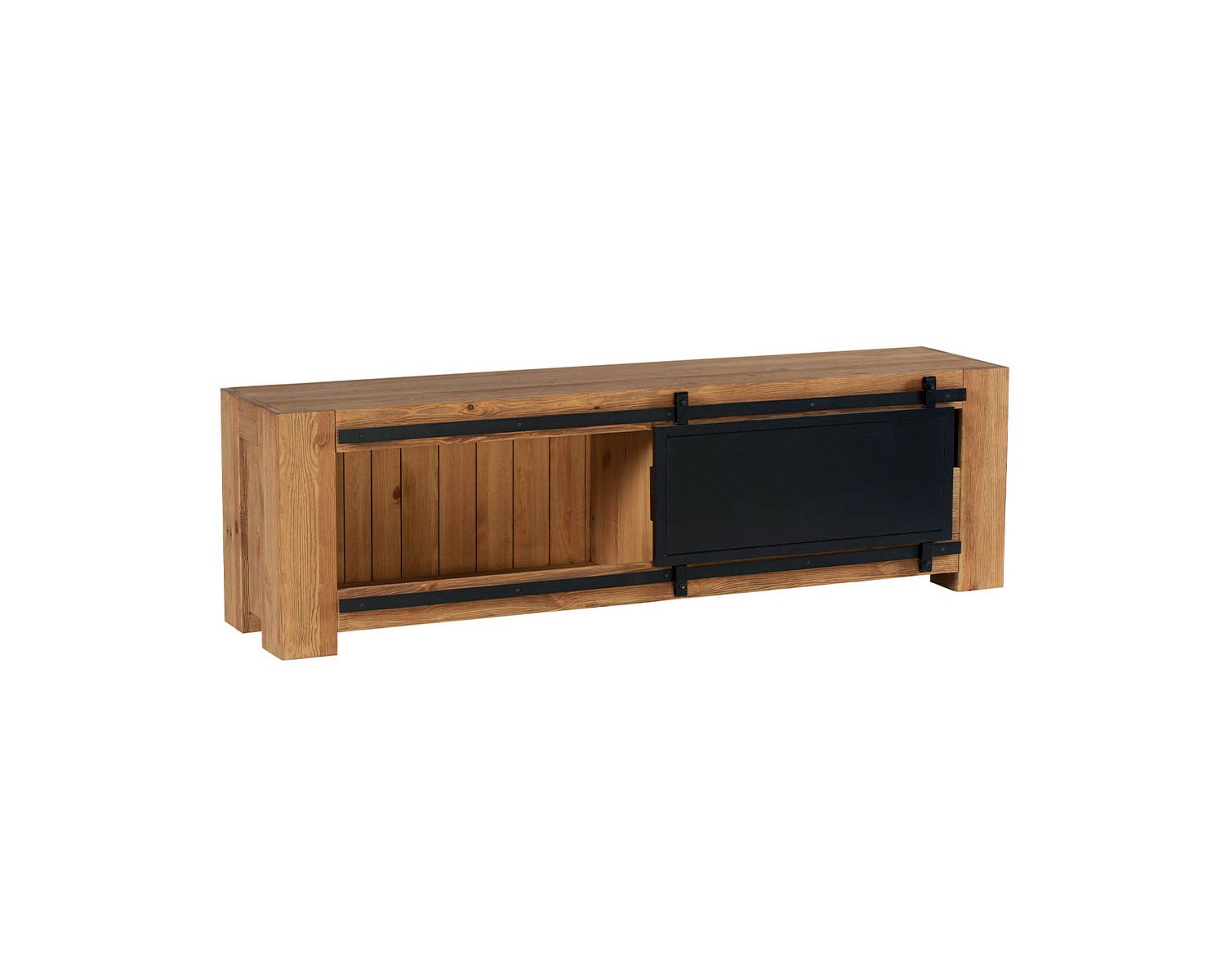 Meuble TV métal et bois avec porte coulissante 180cm "Cooper" Casita