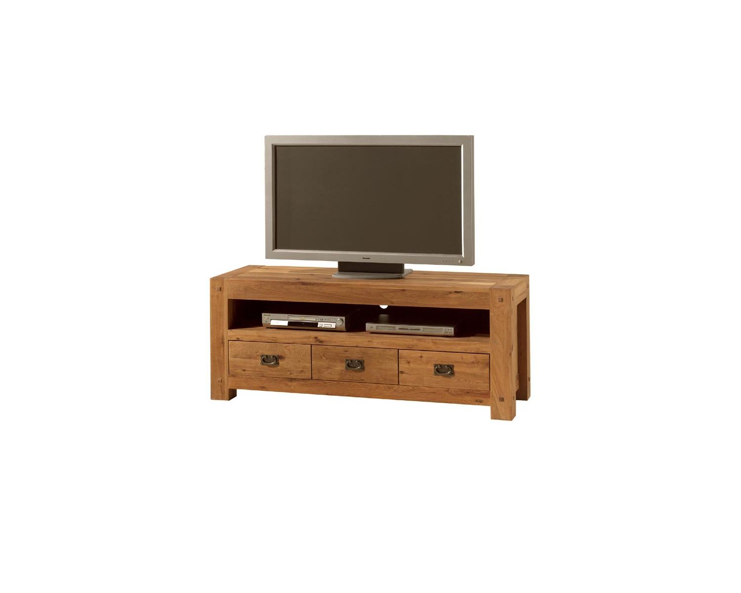 Meuble tv en bois avec rangements 3 tiroirs 1 niche "Lodge Casita"