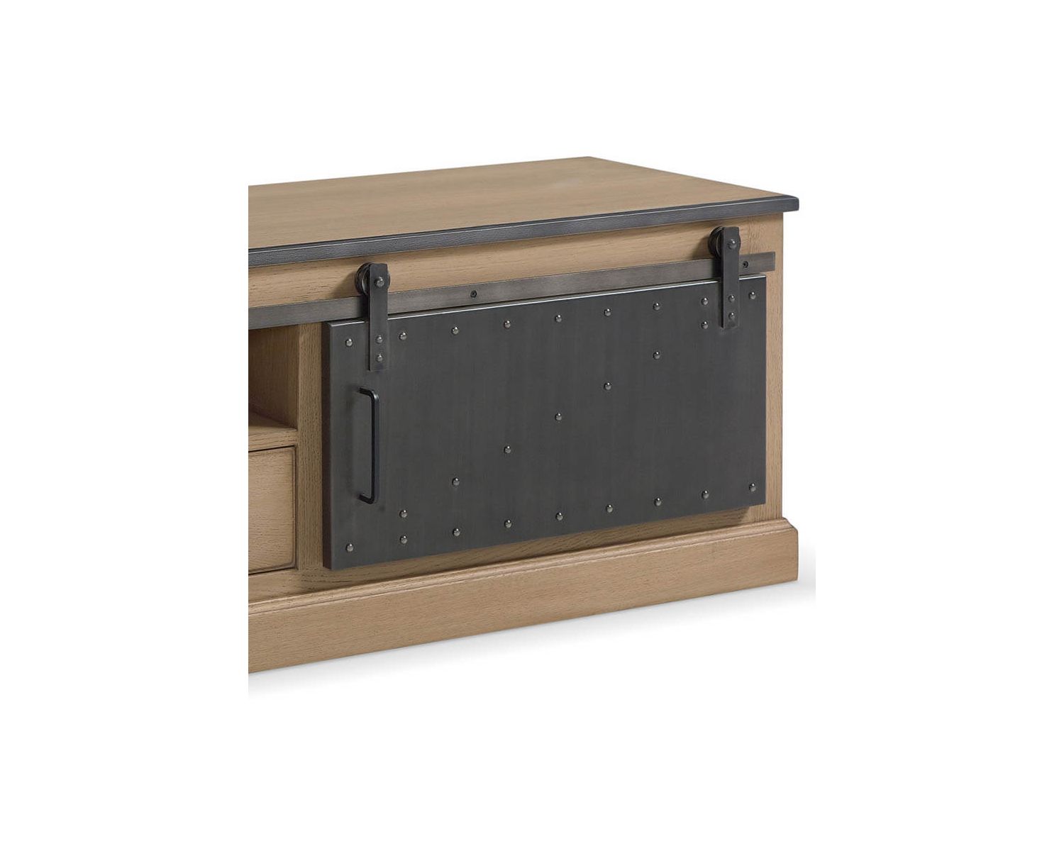 Meuble TV bas style indus’ chic "San Francisco" métal chêne massif