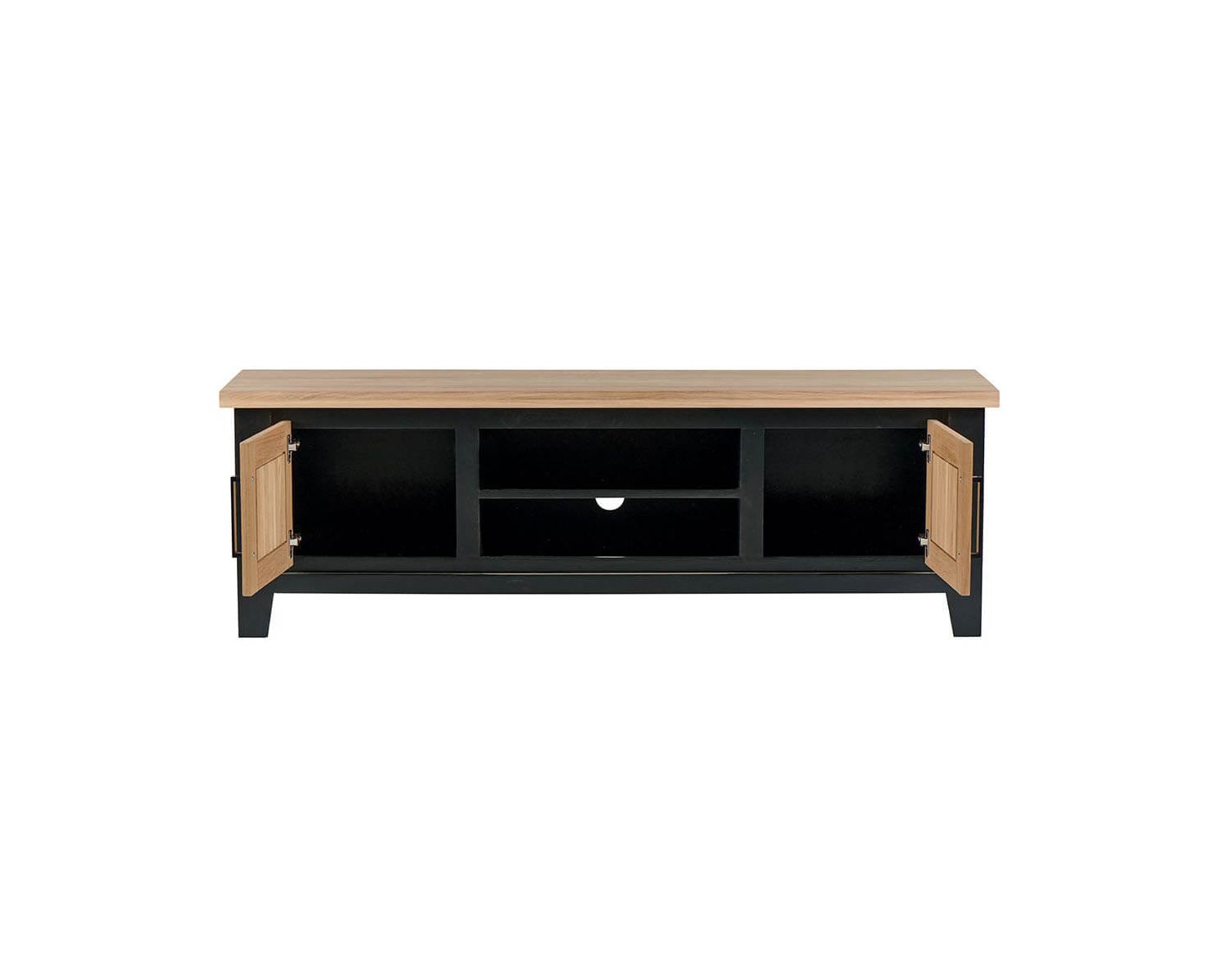 Grand meuble télé 2 portes 2 niches bicolore style loft « Ashland »