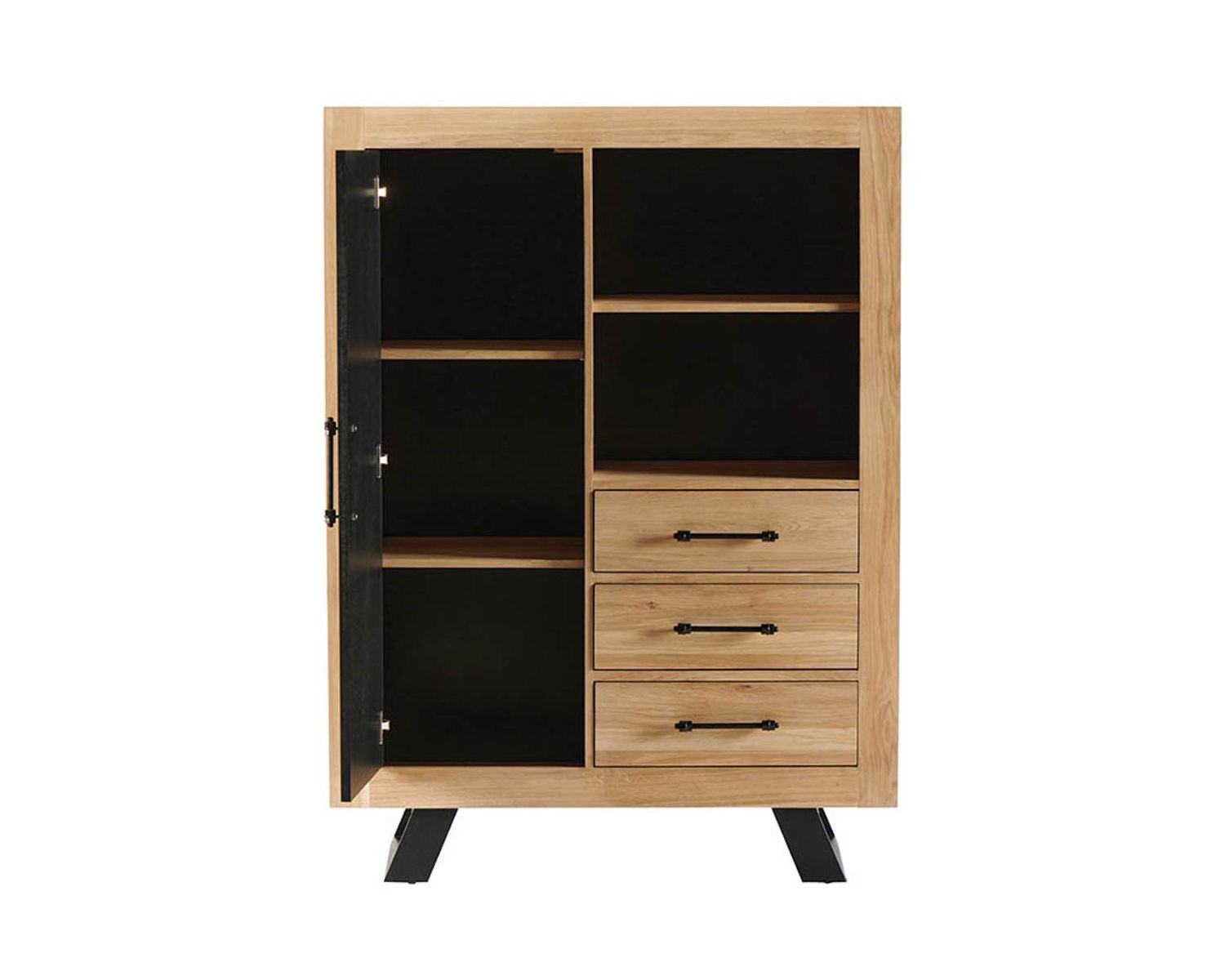 Meuble de rangement style industriel chêne massif bicolore "Davos"