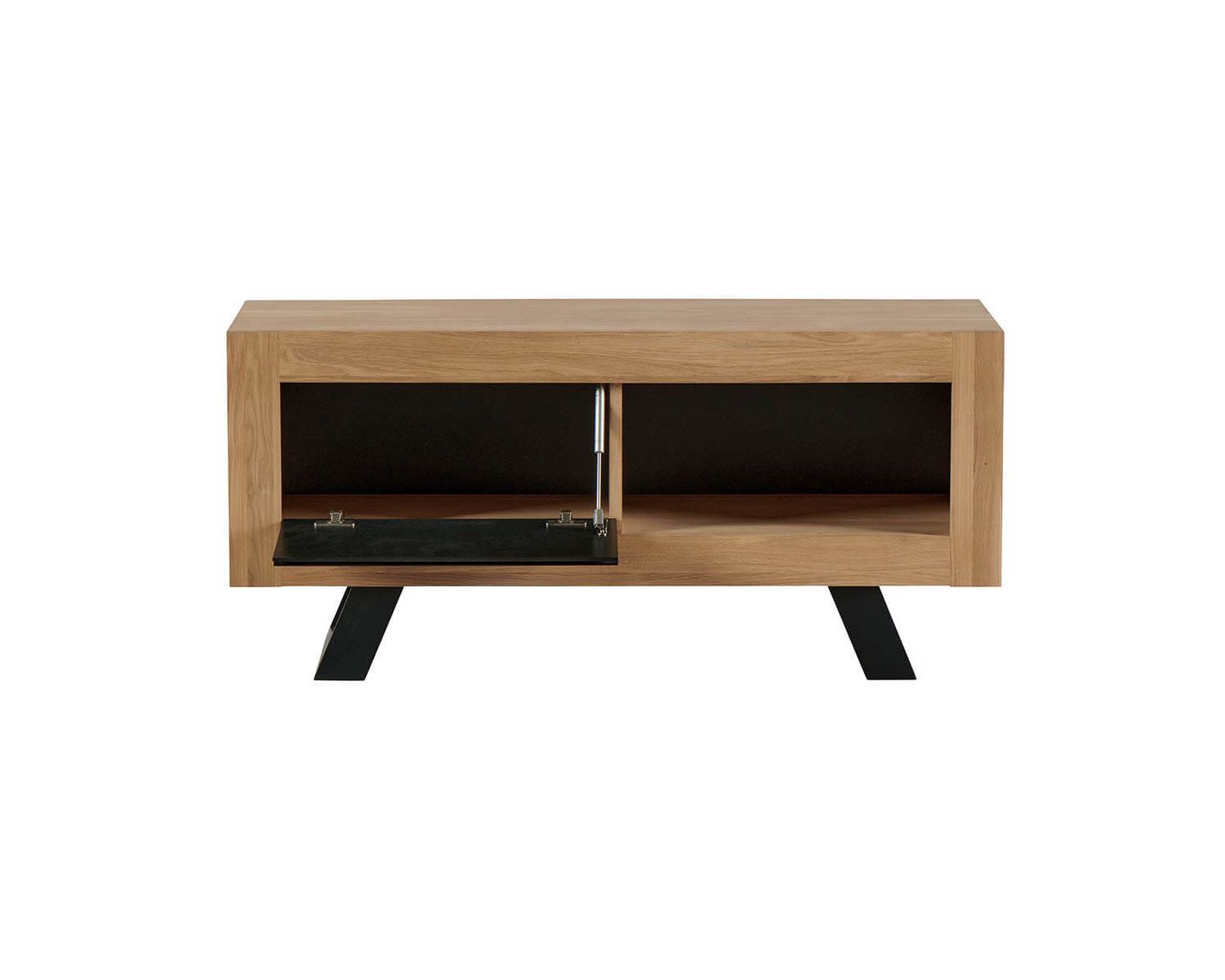 Meuble TV design en bois de chêne massif bicolore "Davos"