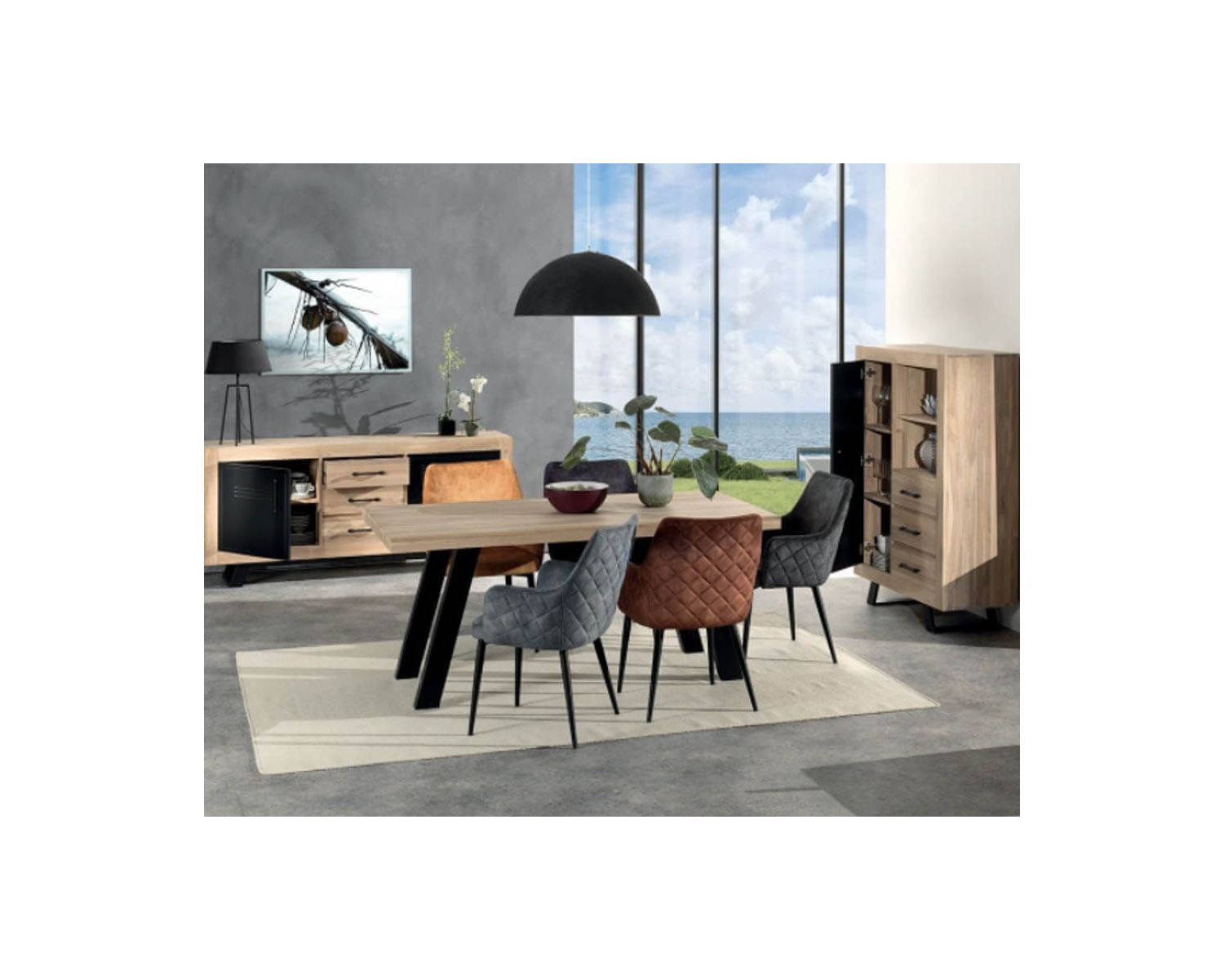 Table basse moderne 1 tiroir 1 niche en chêne massif "Davos" Casita