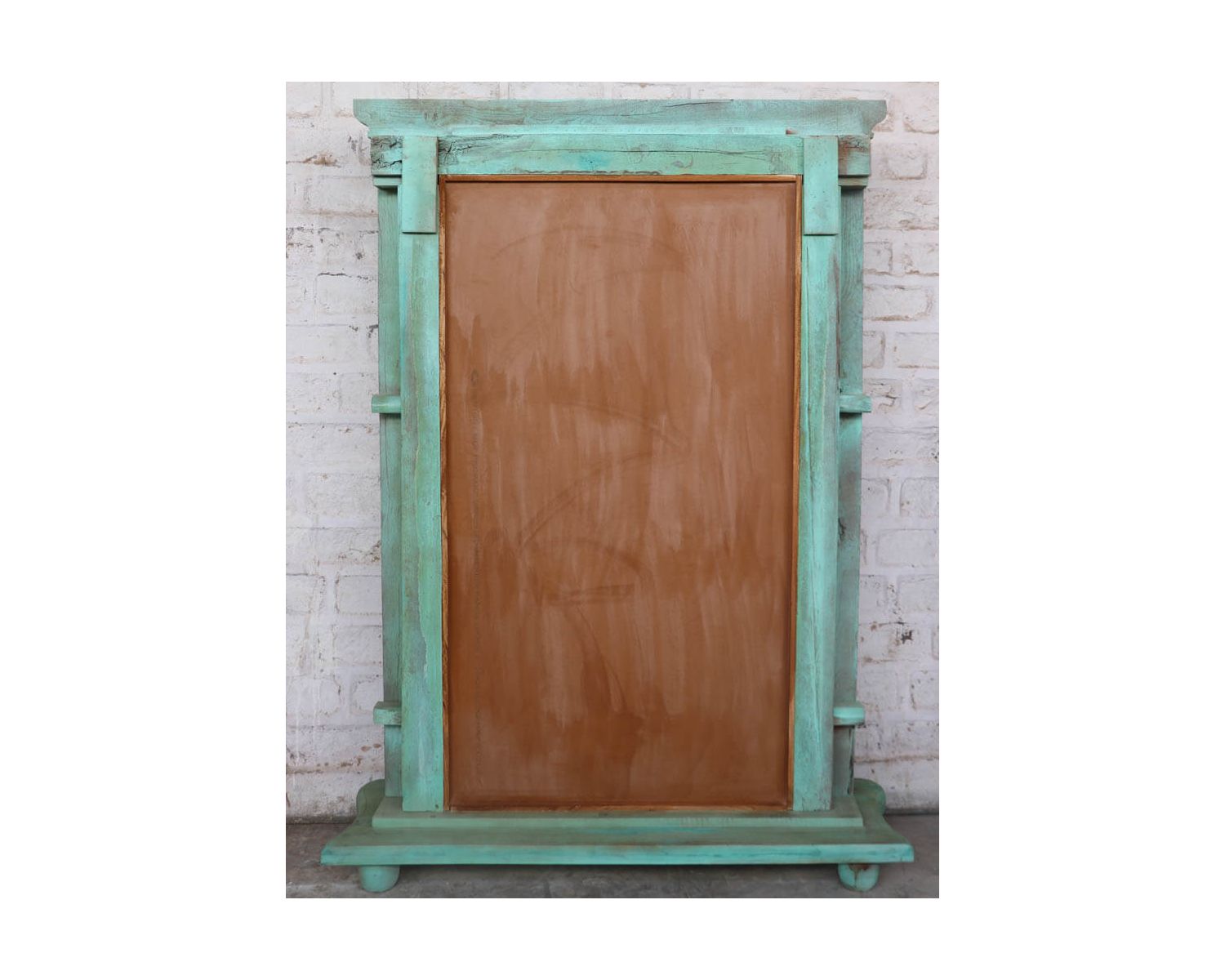 Grand miroir avec cadre indien en bois "Vieille Porte" pièce unique