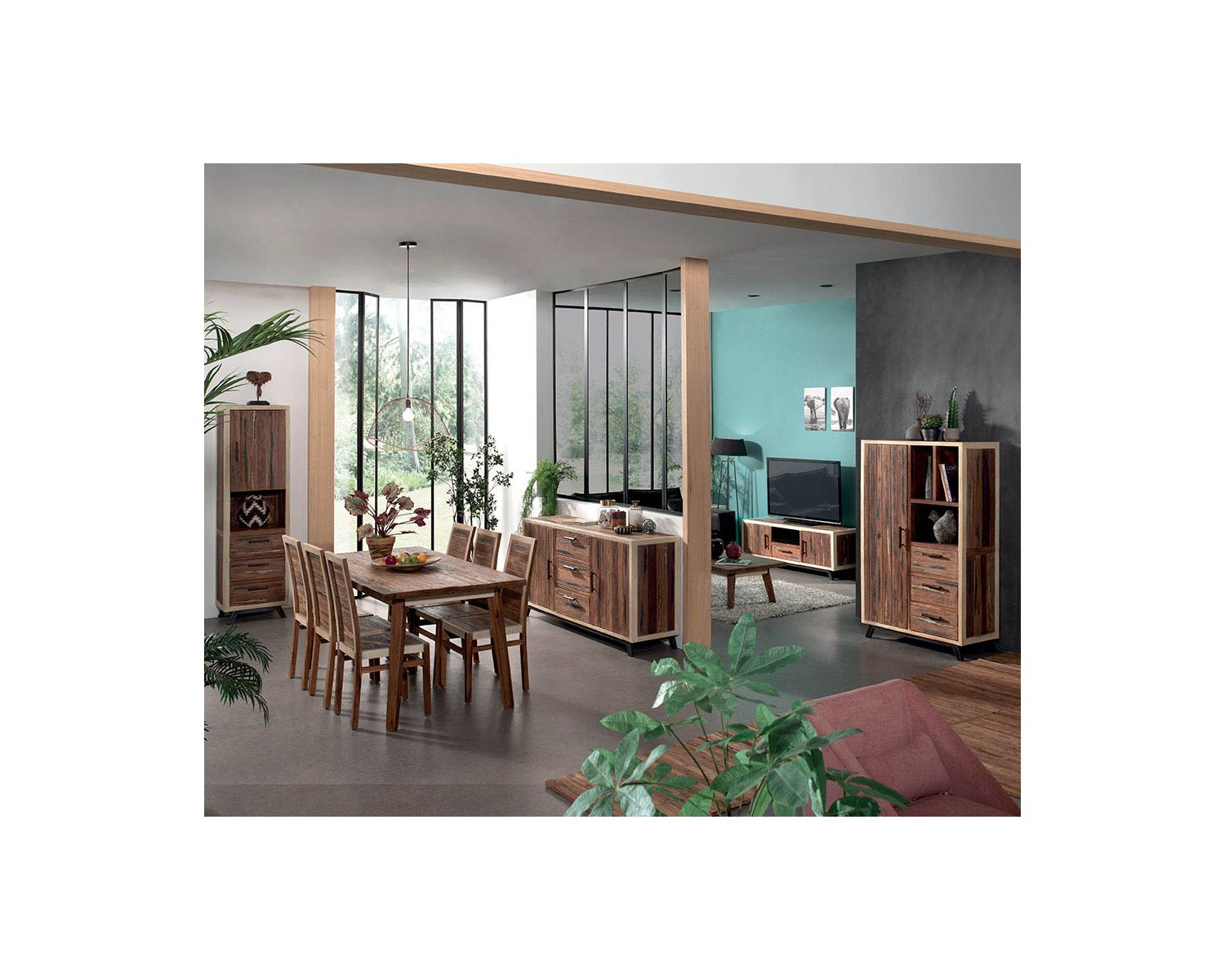 Chaise en bois de bateau exotique recyclé et teinté "Sunboat"