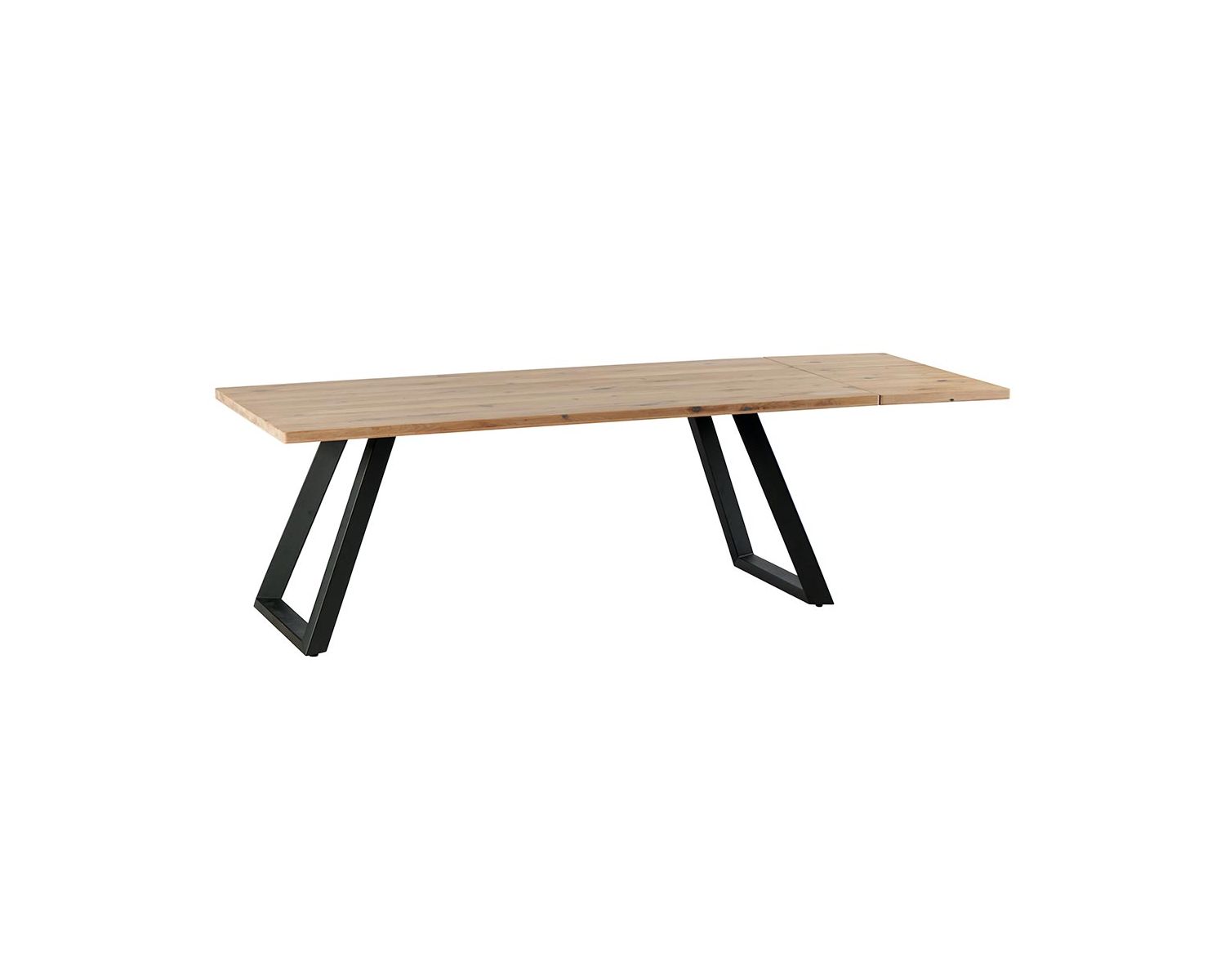 Table à manger rectangulaire 2 m en chêne massif et aulne "Kent" finition blanchie