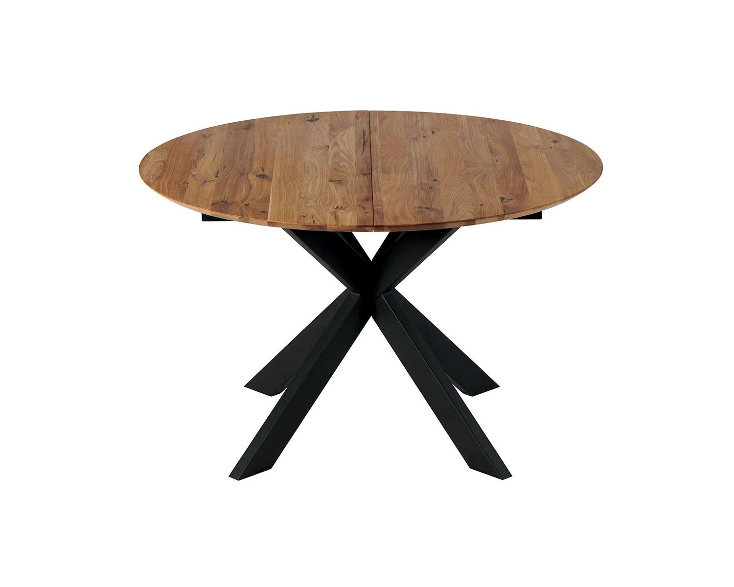 Table de repas ronde 120 cm extensible en chêne massif finition miel "Lana"