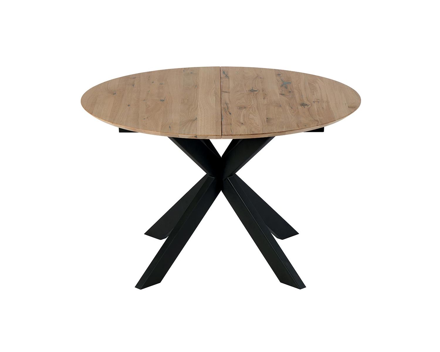 Table à manger ronde 120 cm extensible en chêne massif blanchi "Lana"