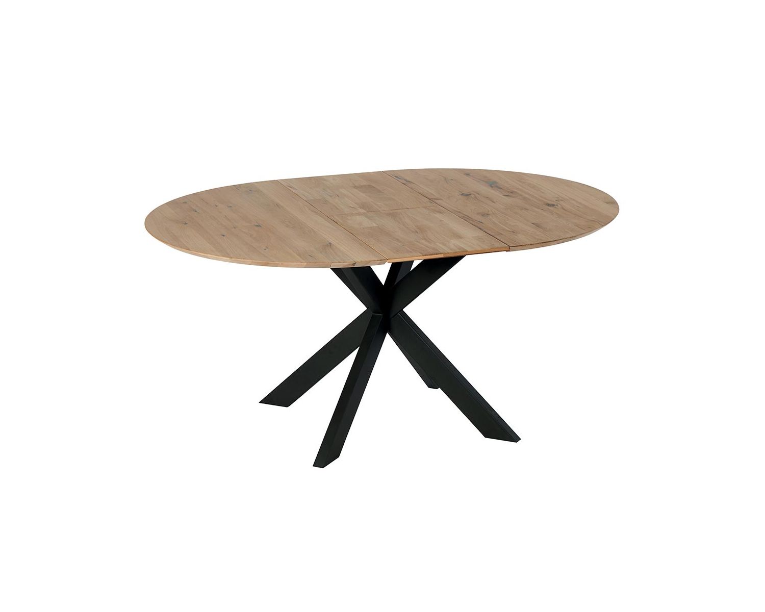 Table à manger ronde 120 cm extensible en chêne massif blanchi "Lana"
