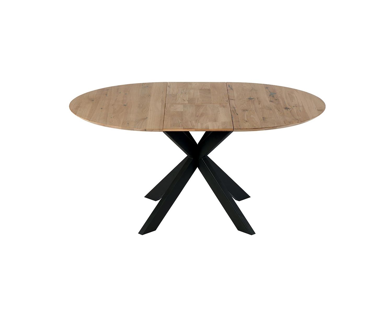 Table à manger ronde 120 cm extensible en chêne massif blanchi "Lana"