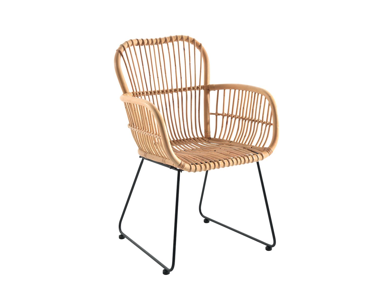 Lot de 2 fauteuils en rotin jawit et métal noir "Nabi"