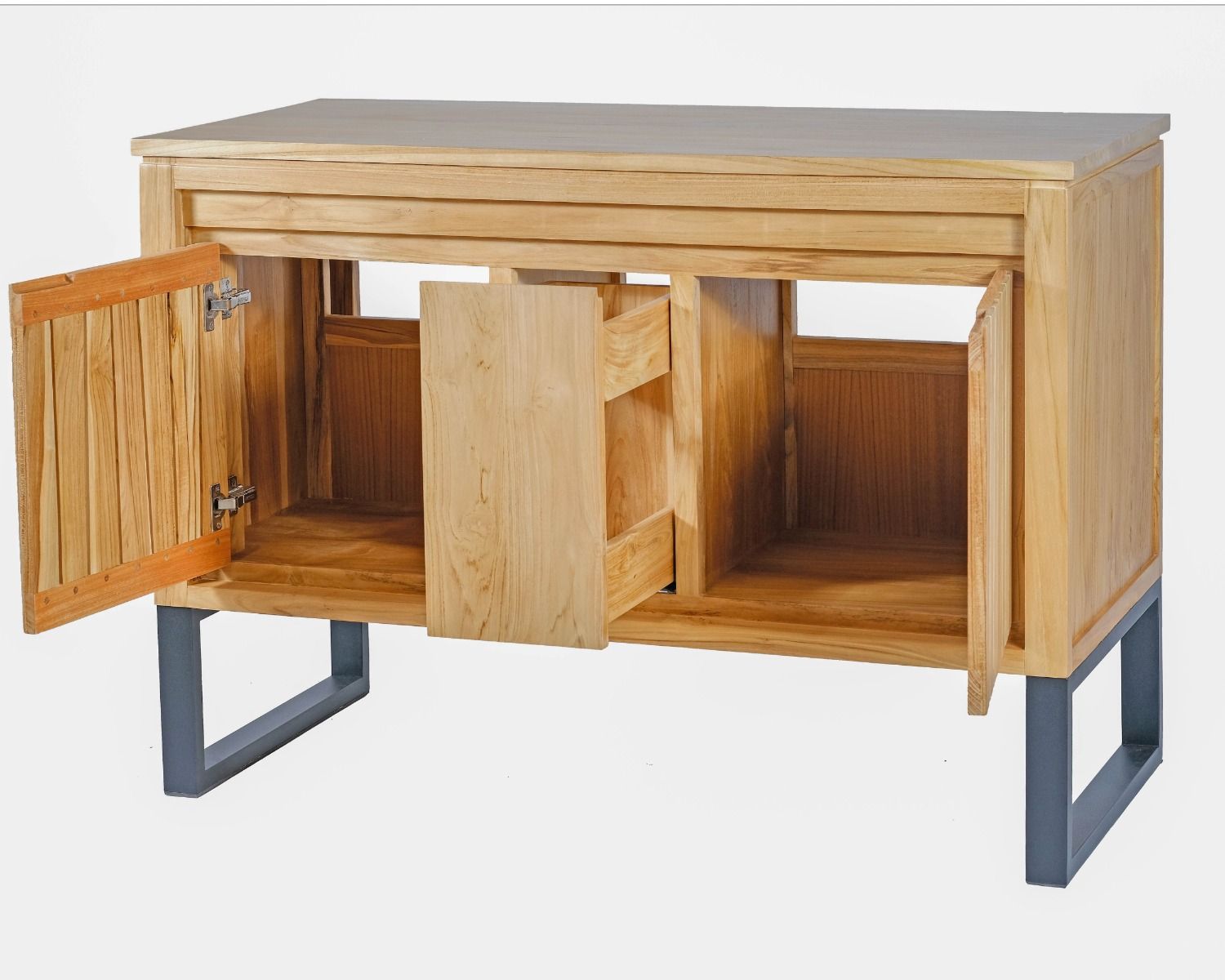 Meuble sous vasque en teck et pieds métal 120 cm "Doko"