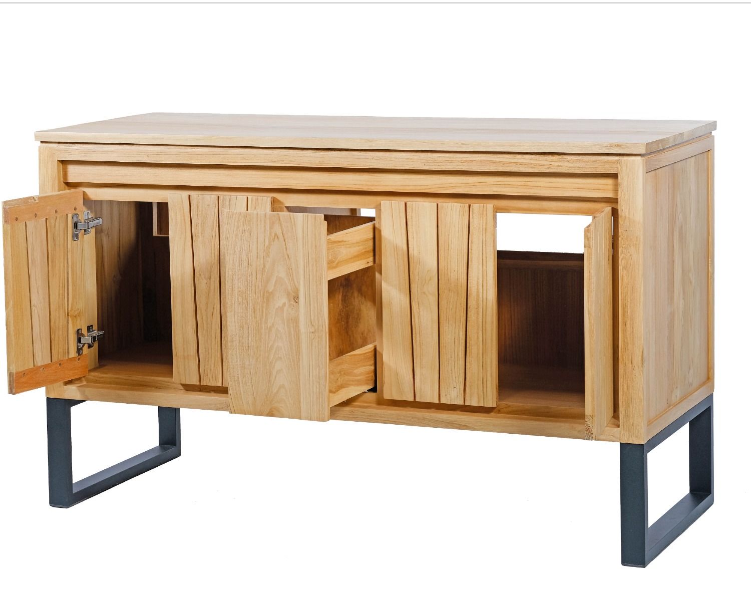 Meuble sous vasque en teck et pieds métal 140 cm "Doko"