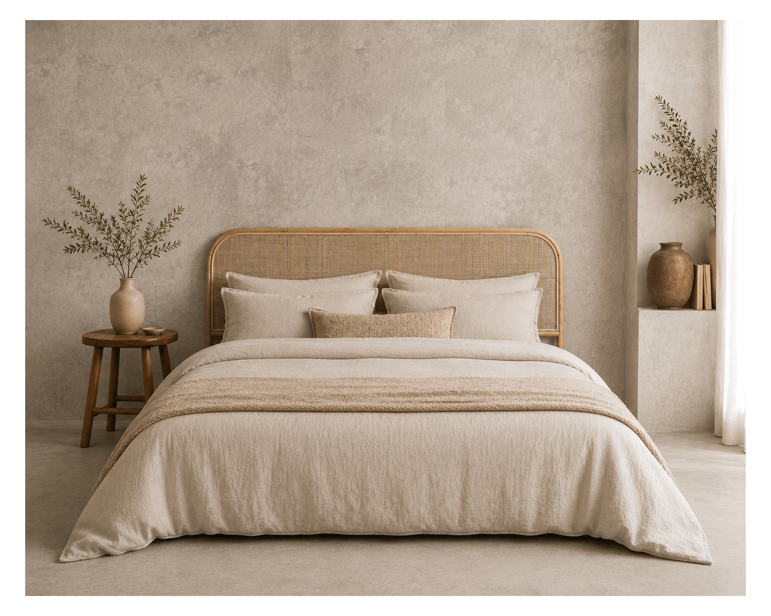 Tête de lit en rotin style naturel et épuré "Solira" 160 cm