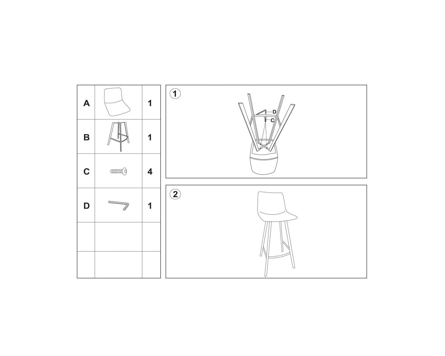 Lot de 2 chaises hautes style indus’ vintage PU gris métal noir "For"