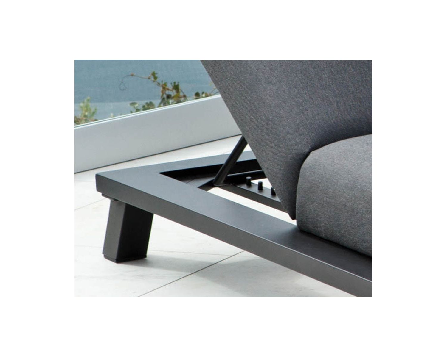 Transat 2 places blanc et gris clair tissu Sunbrella "Nusa Pedina"