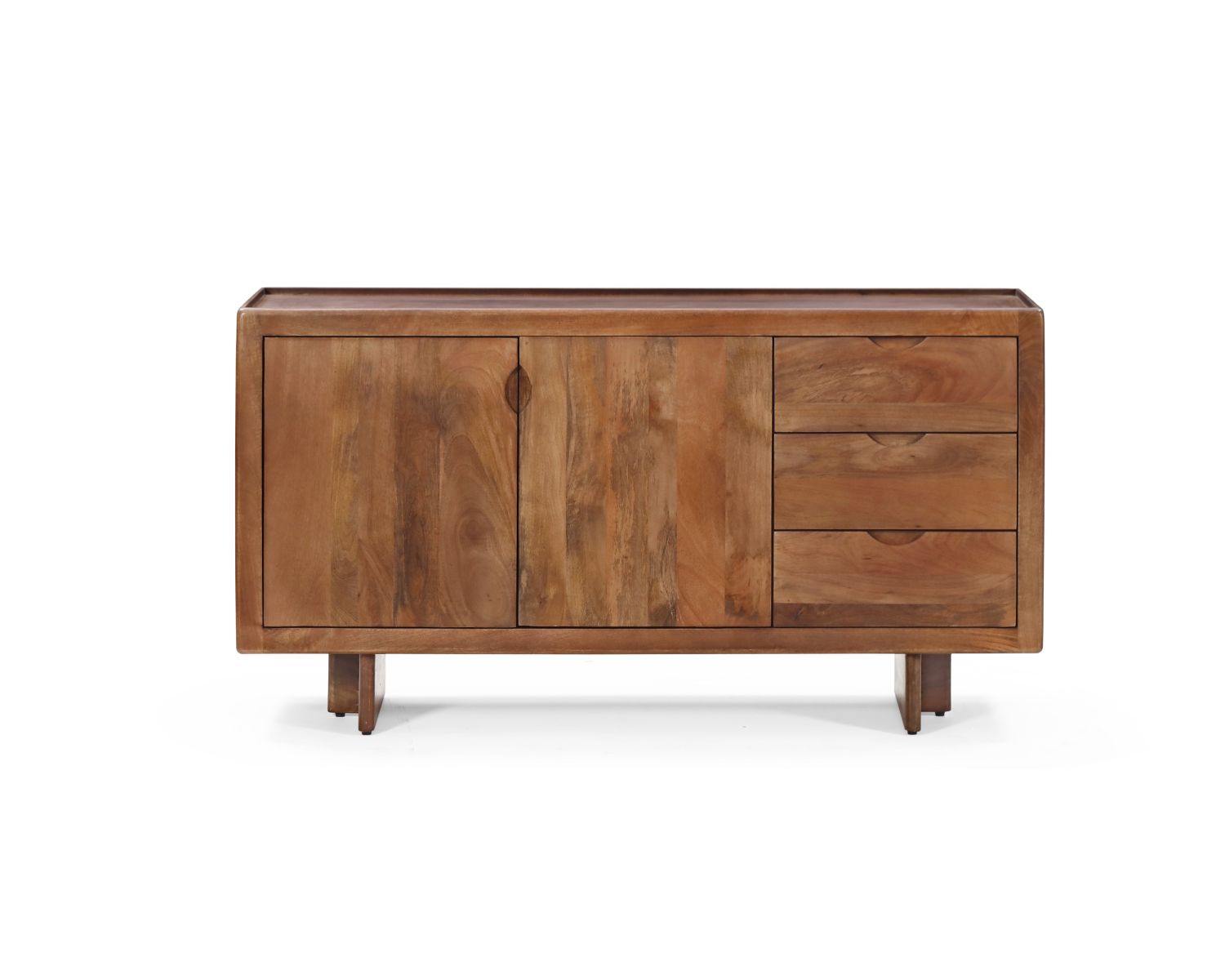 Bahut rétro 3 portes en manguier massif teinte noyer "Odessa" 150 cm