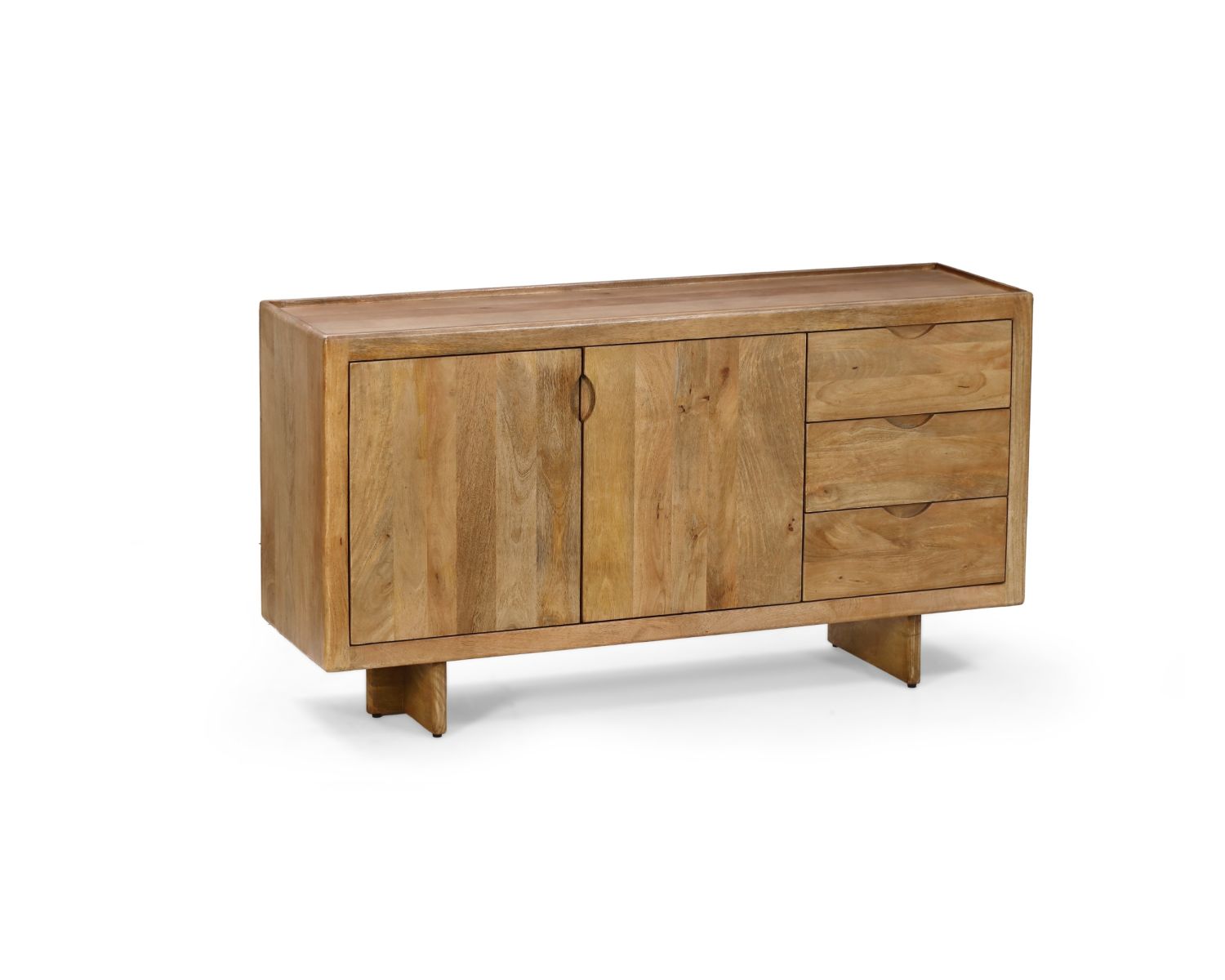 Buffet rétro 3 portes en manguier massif finition naturelle "Odely" 150 cm