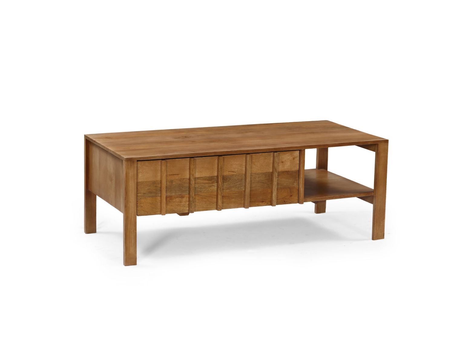 Table basse rectangulaire esprit zen en manguier naturel "Sicaly"