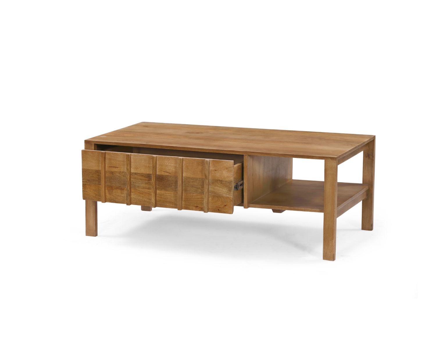 Table basse rectangulaire esprit zen en manguier naturel "Sicaly"