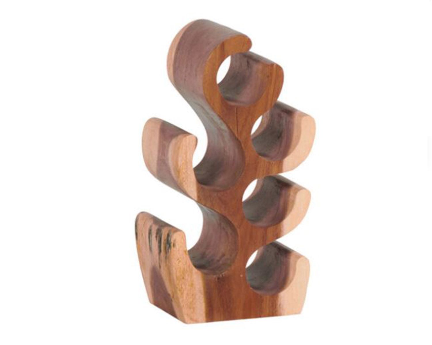 Porte-bouteilles 6 emplacements en bois de suar massif