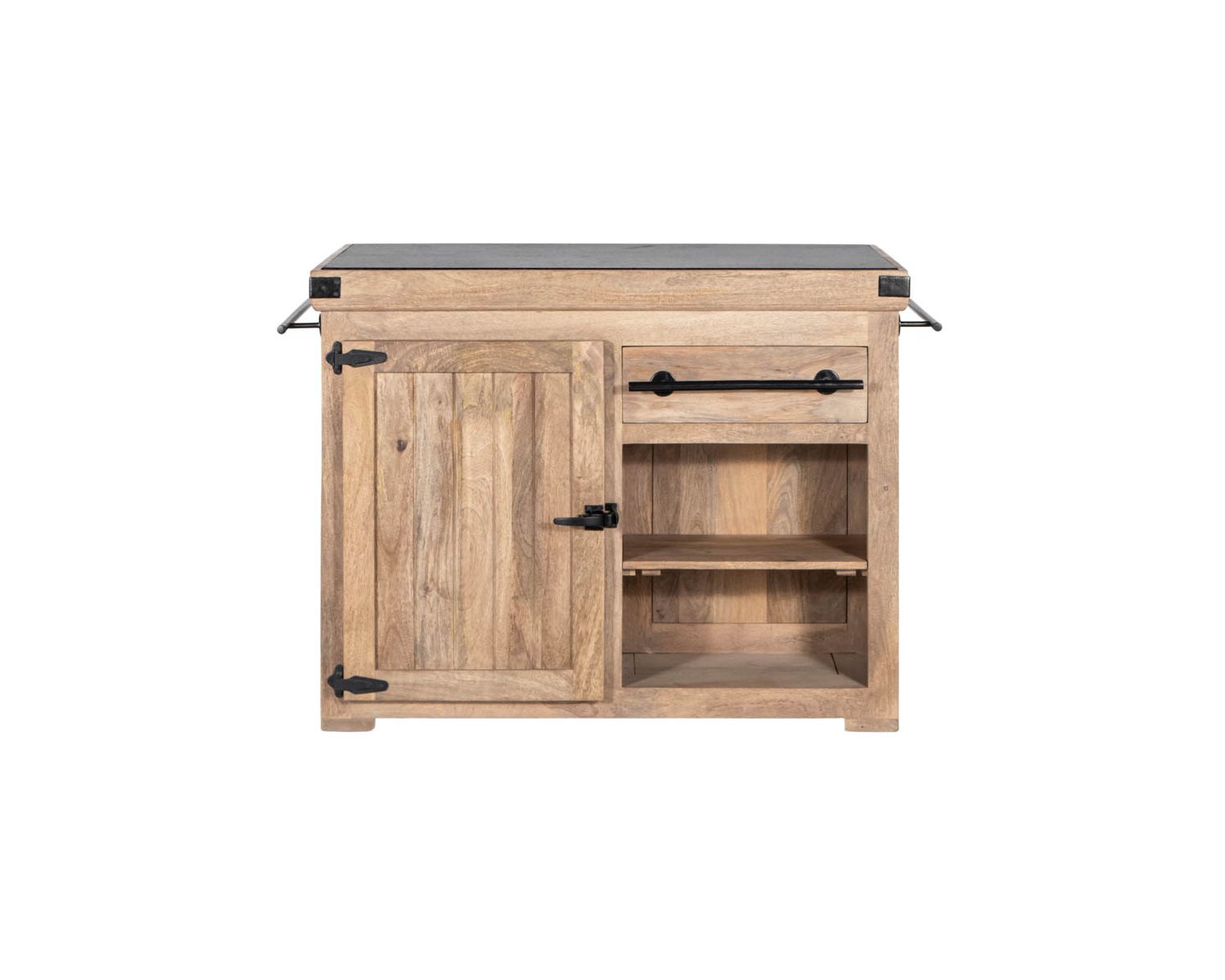 Billot de cuisine bois massif "Grand Chef" 115cm plateau pierre