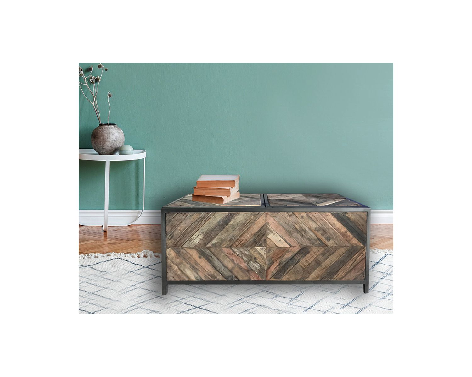 Table basse bar métal et bois industriel 100cm "Wood"