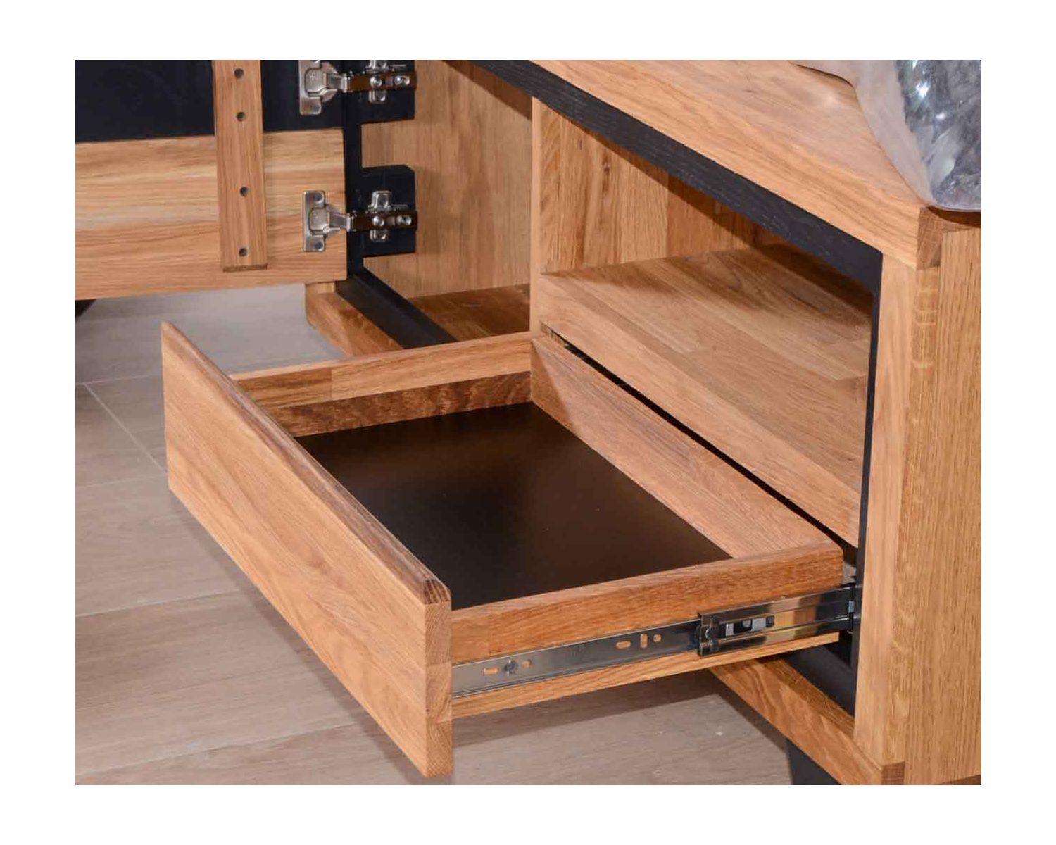 Meuble TV "Toly"  chêne massif 1 porte 1 tiroir 1 niche