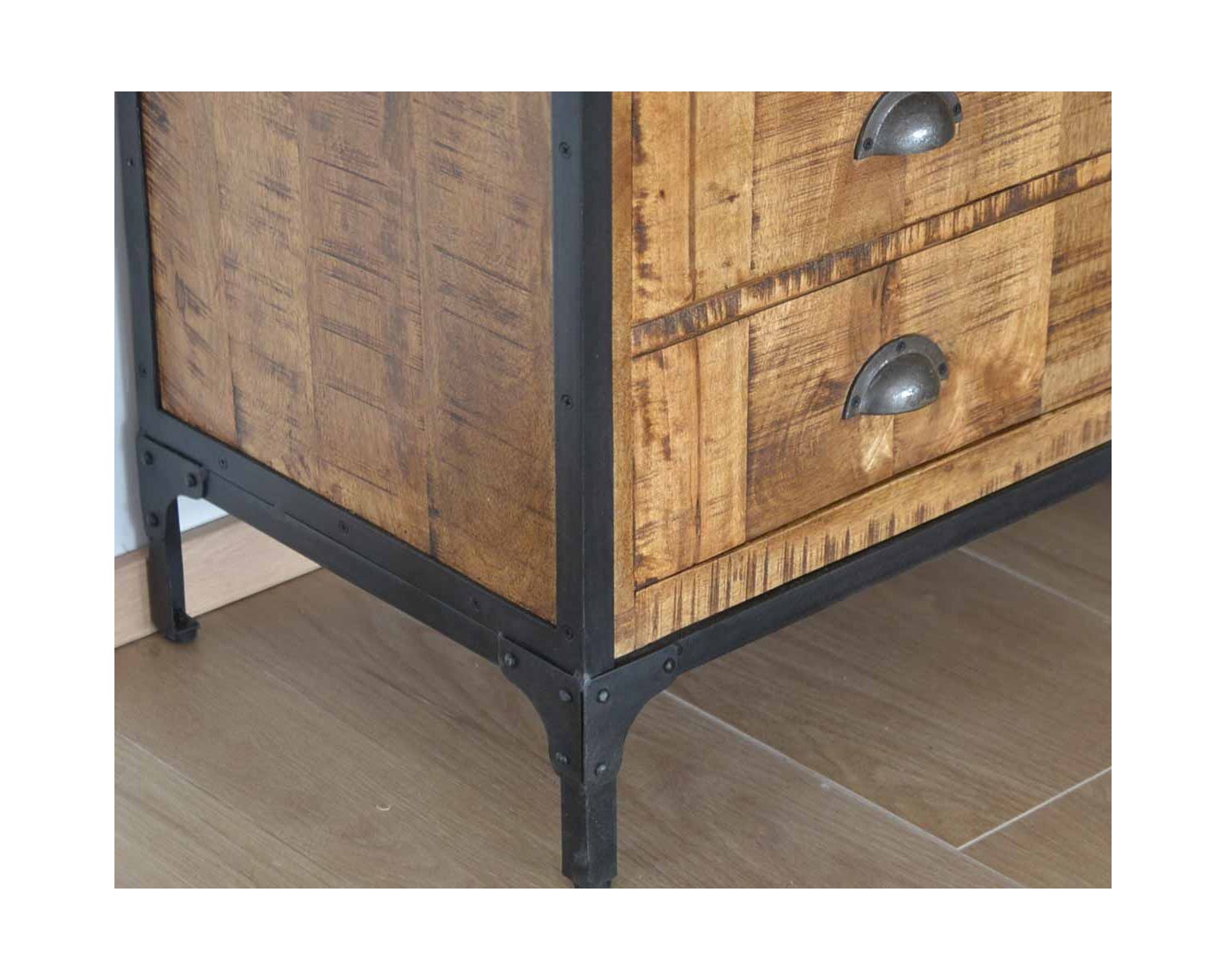 Rangements à tiroirs en bois et métal style commode d’antiquaire "Emil"