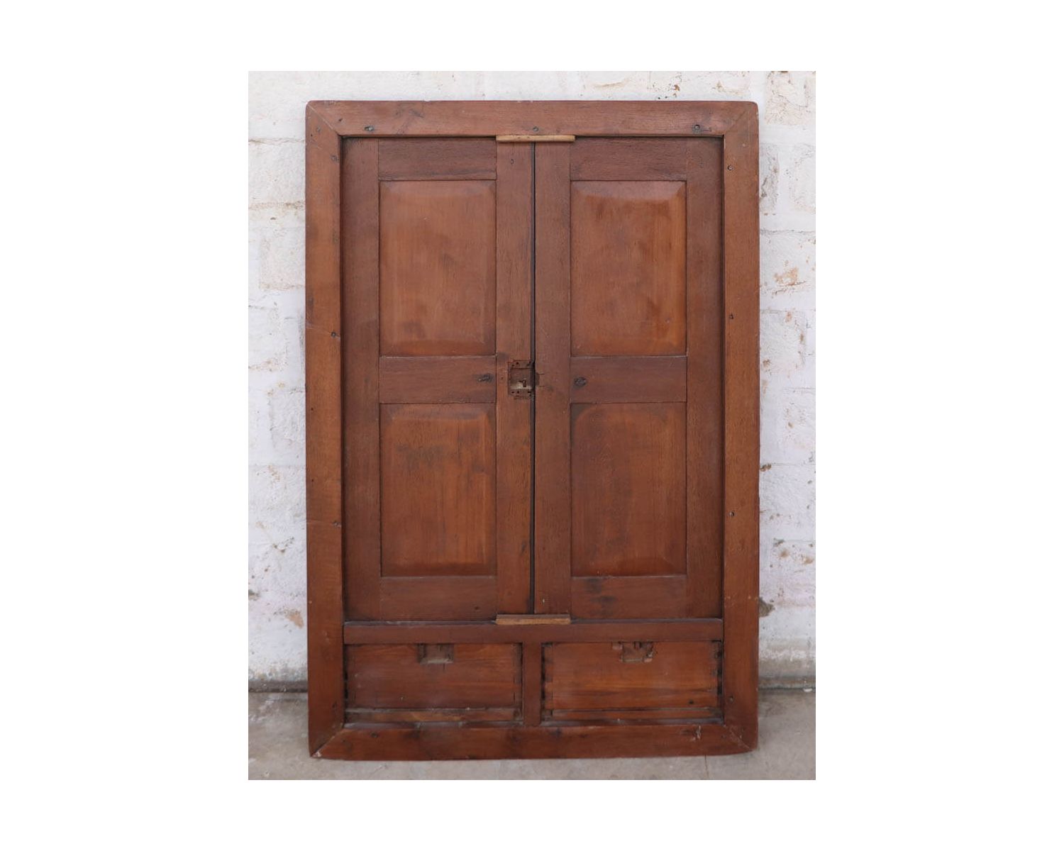 Porte indienne 2 battants bois patiné motifs élégants "Vieille Porte"