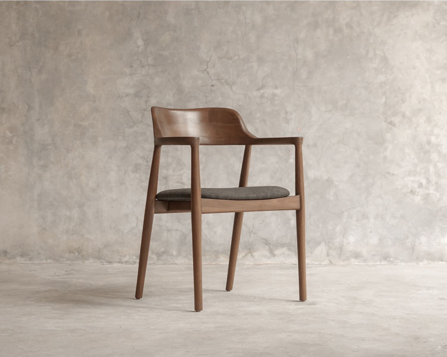 Chaise de repas design épuré avec accoudoirs et assise tissu anthracite "Vogue"