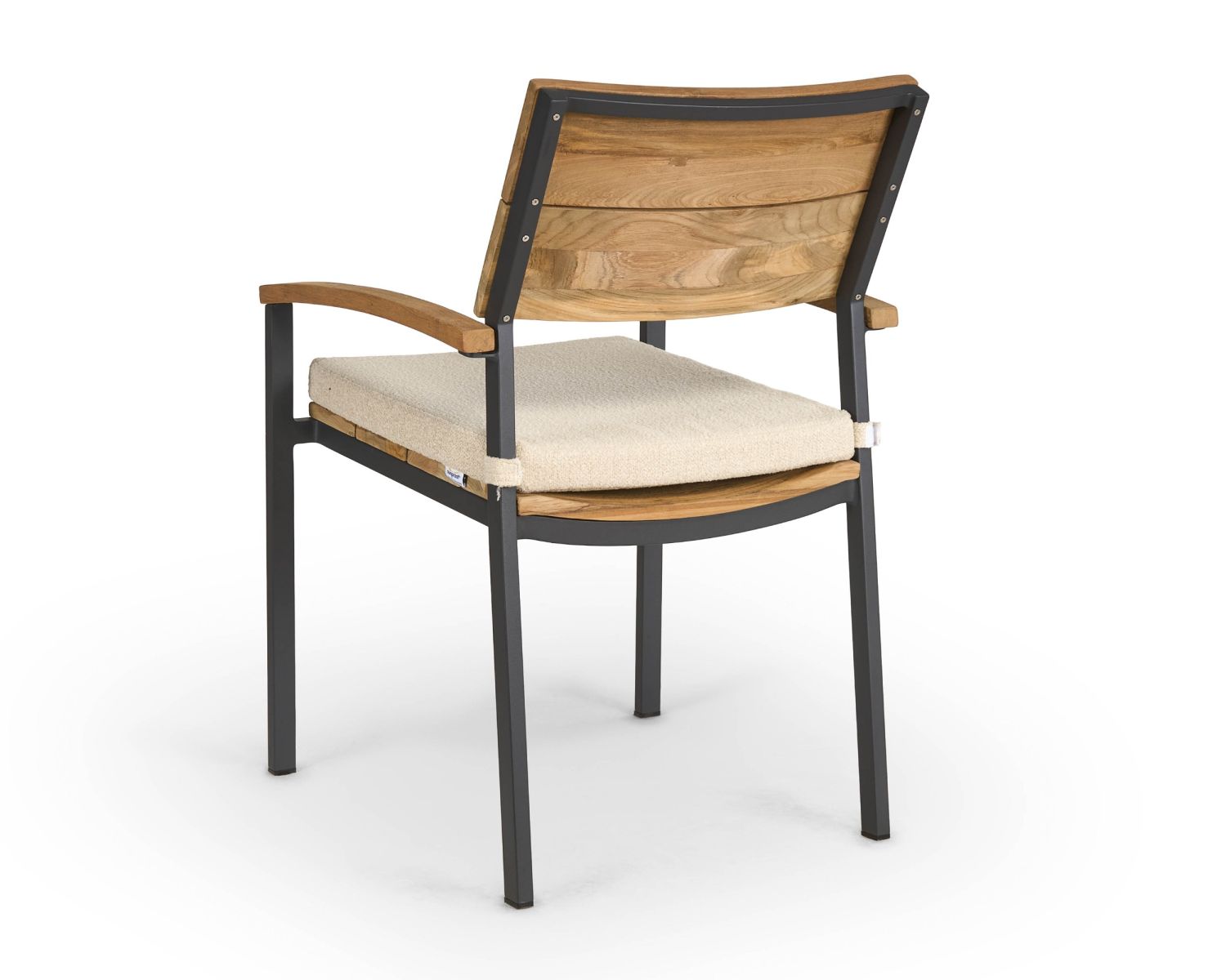 Chaise de jardin haut de gamme en teck et aluminium "Chair'ming" coussin en tissu bouclette écru