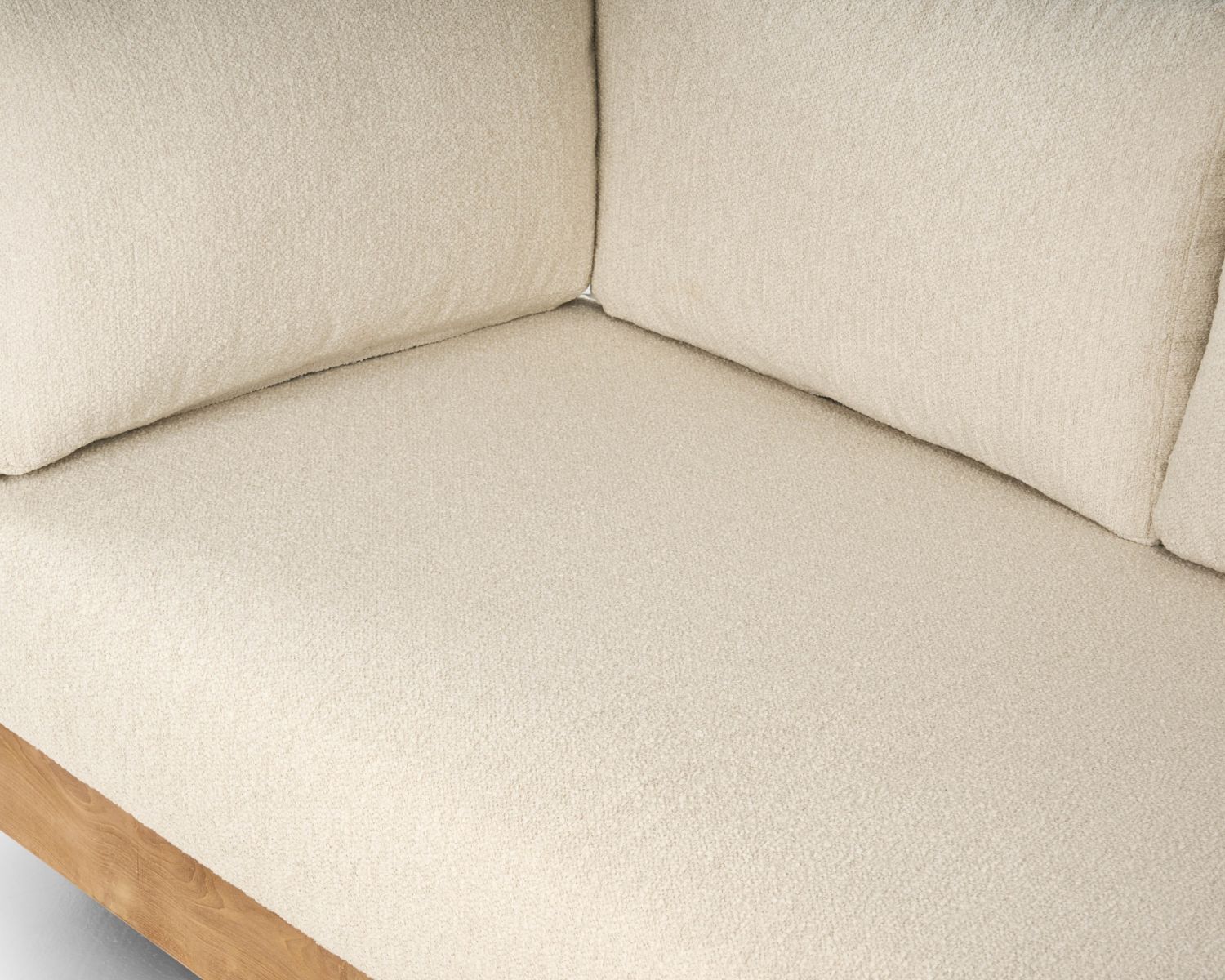 Canapé 2 places intérieur extérieur haut de gamme "Alizé" en teck et tissu bouclette crème