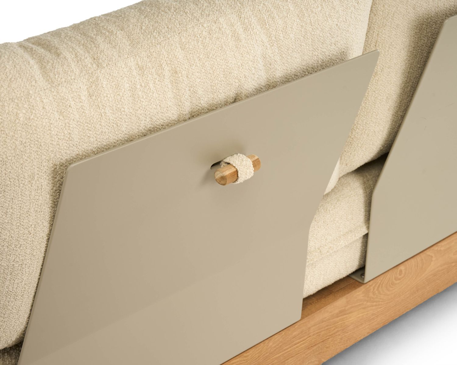 Canapé 2 places intérieur extérieur haut de gamme "Alizé" en teck et tissu bouclette crème