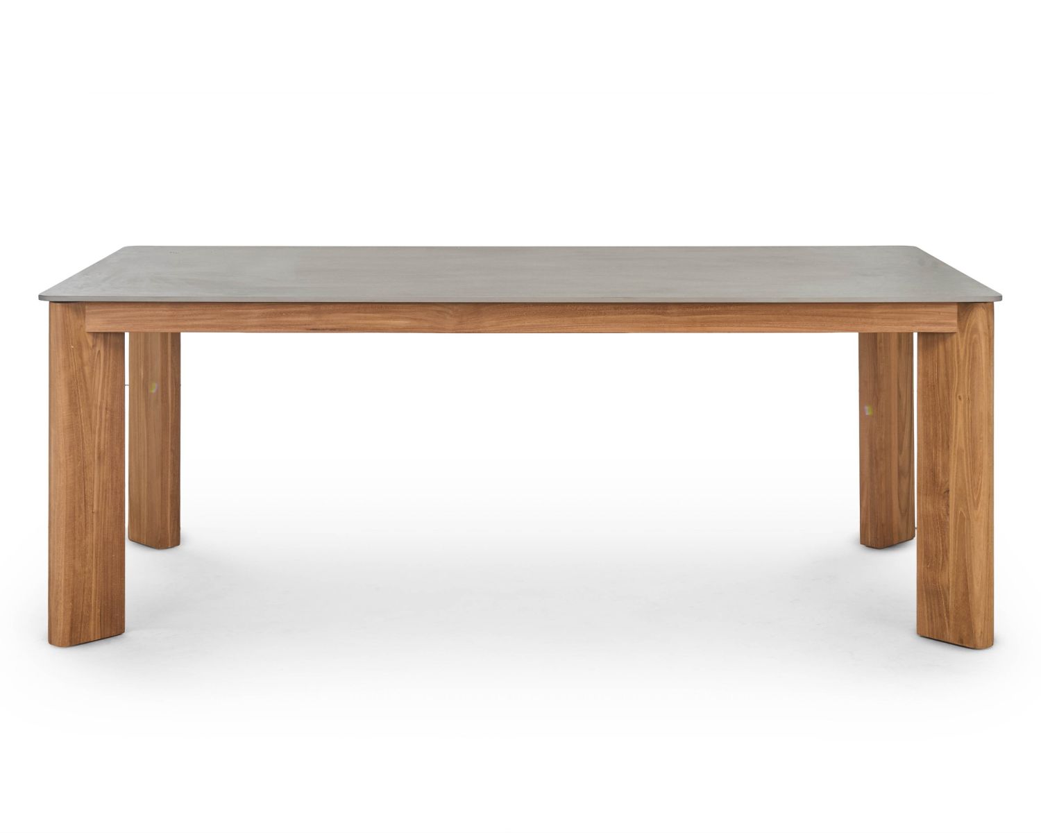 Table de repas 160 cm plateau céramique gris effet béton "Merik" en teck massif