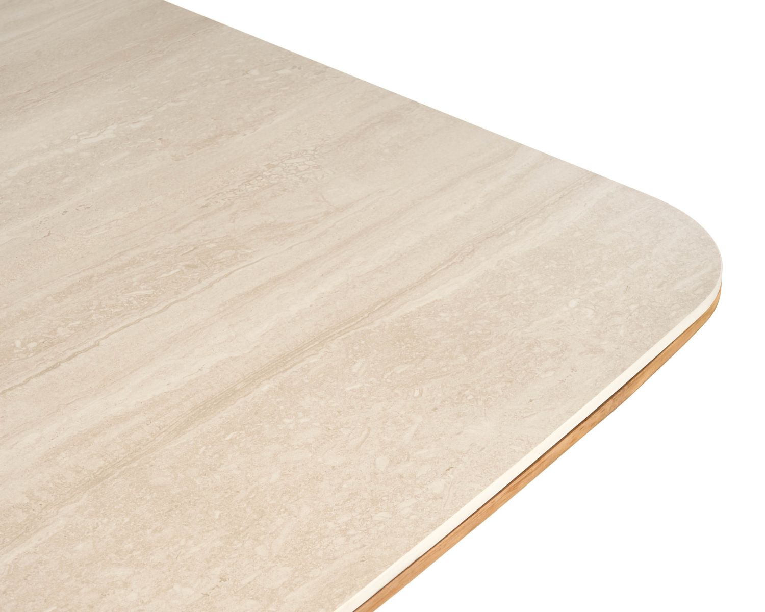 Table de jardin 200 cm en teck massif avec plateau céramique effet travertin "Avenor" piètement étoile
