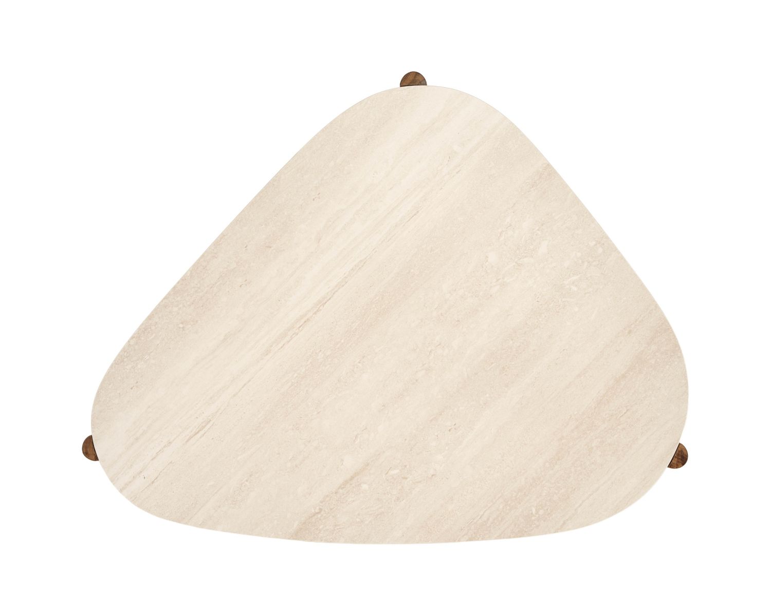 Grande table basse design organique intérieur / extérieur en teck massif et plateau céramique effet travertin "Osten"