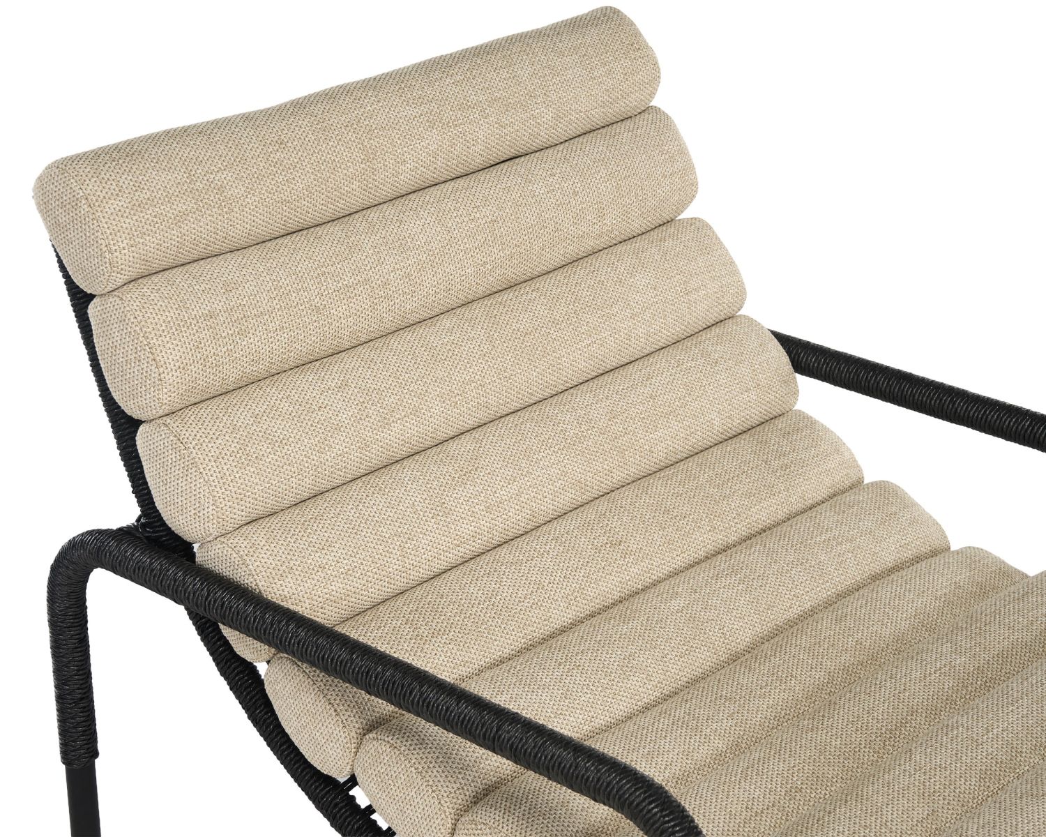 Fauteuil lounge esprit Riviera "Alizé" noir avec coussin matelassé écru