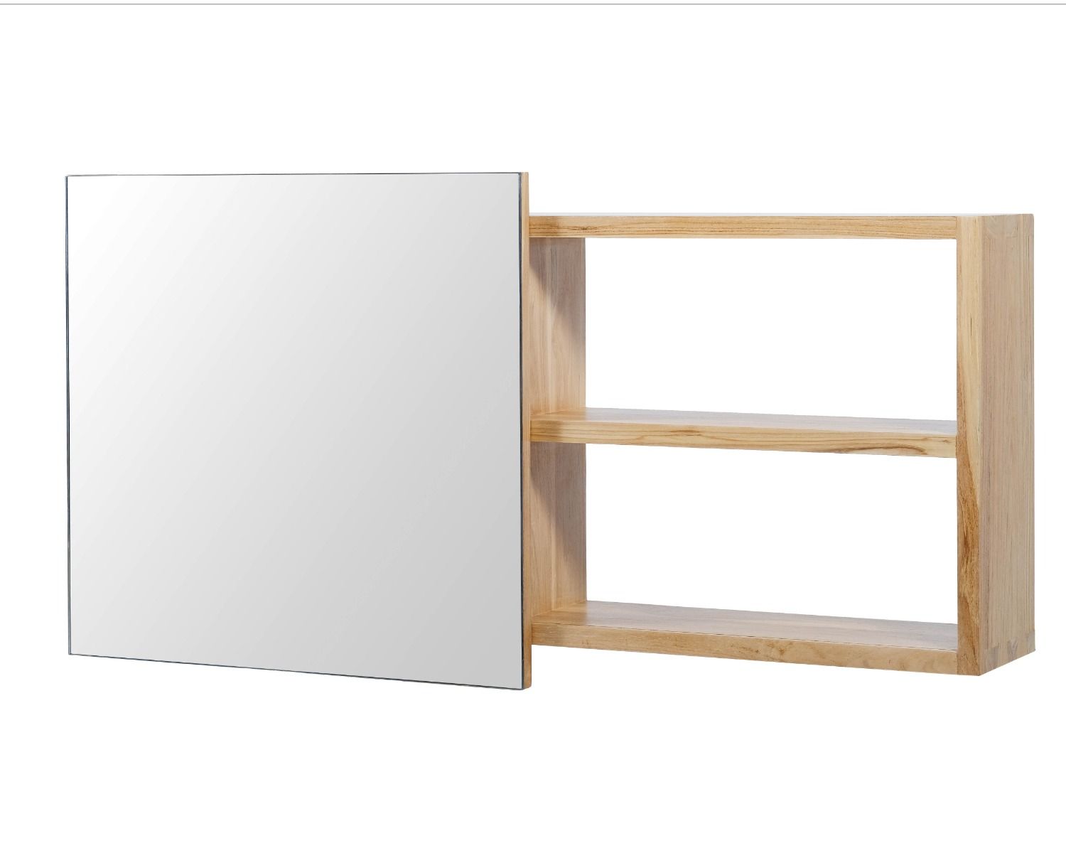 Etagère en teck avec miroir coulissant 120x60 cm