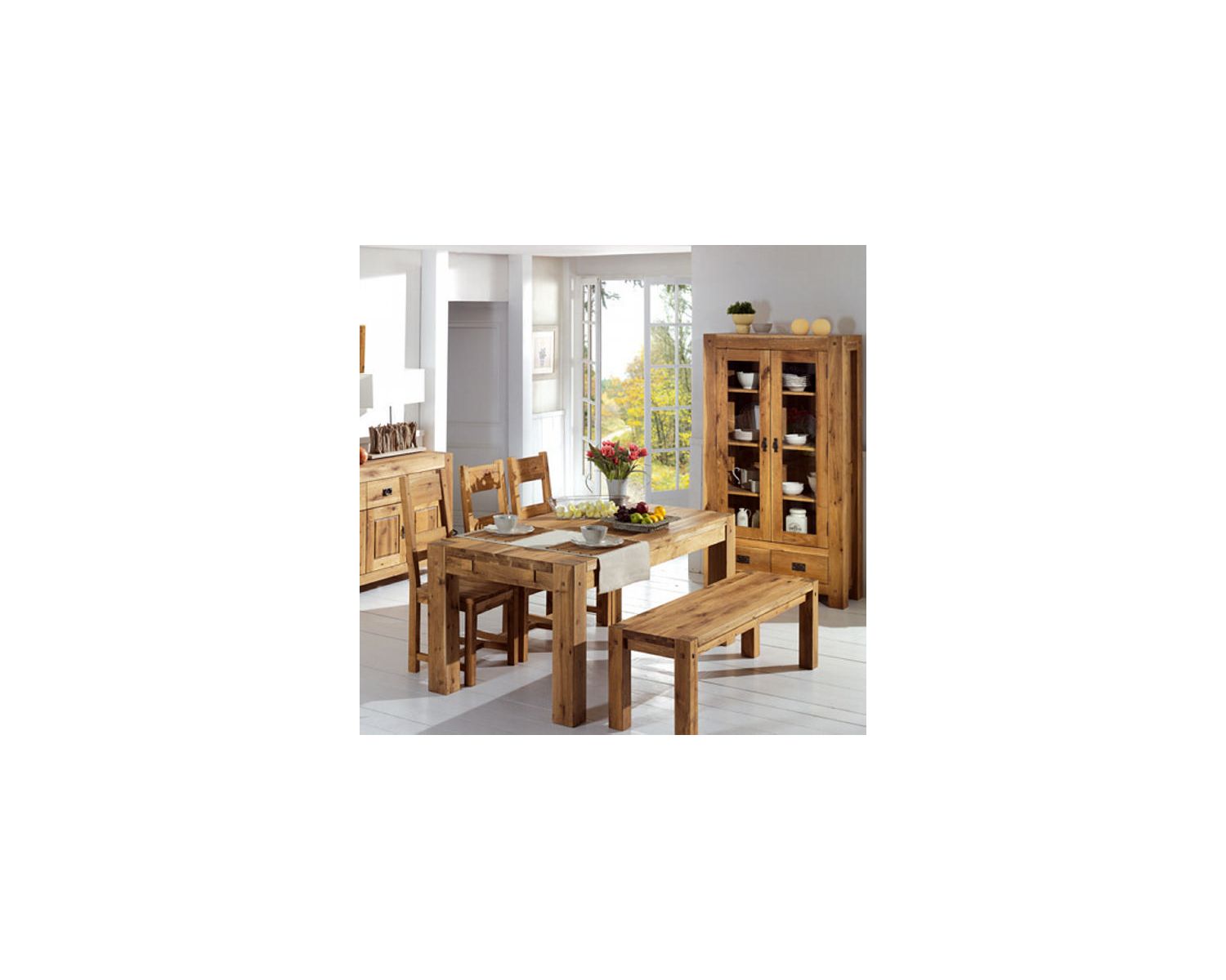 Lot de 2 chaises en chêne massif huilé assise bois "Lodge Casita"