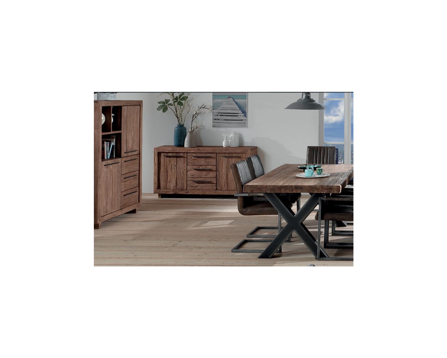 Buffet 3 tiroirs 3 portes en teck massif "Oregon" Casita