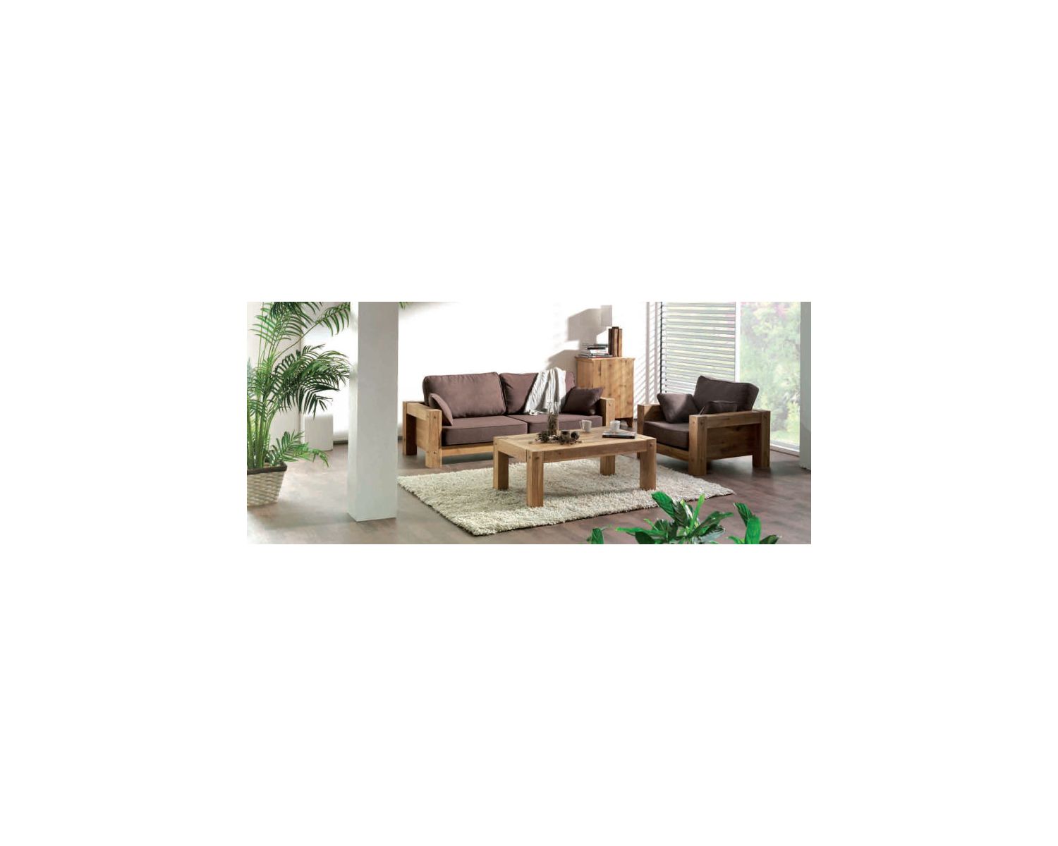 Table basse rectangulaire en chêne massif huilé "Lodge Casita"