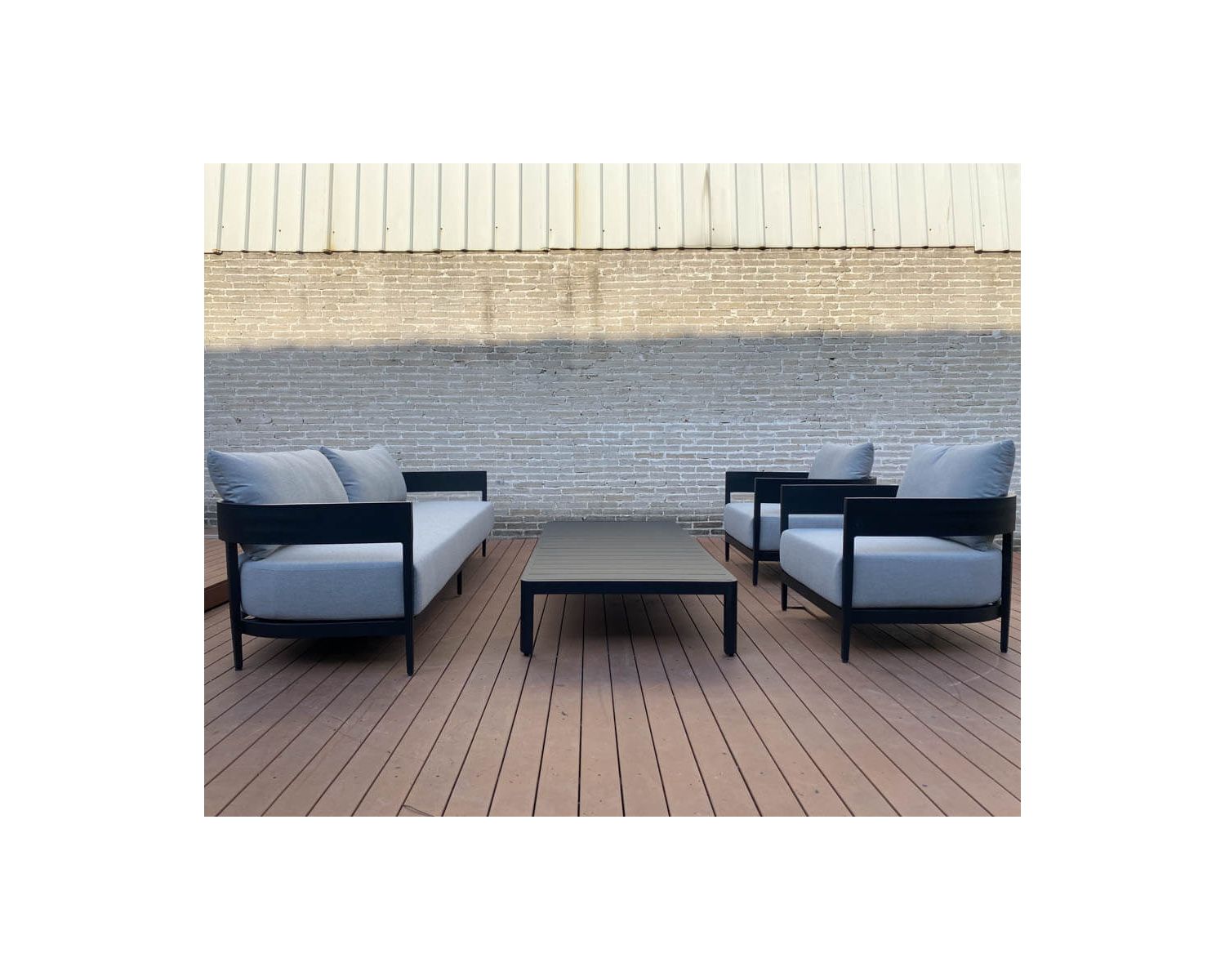 Table basse contemporaine aluminium anthracite "Blois" spécial jardin