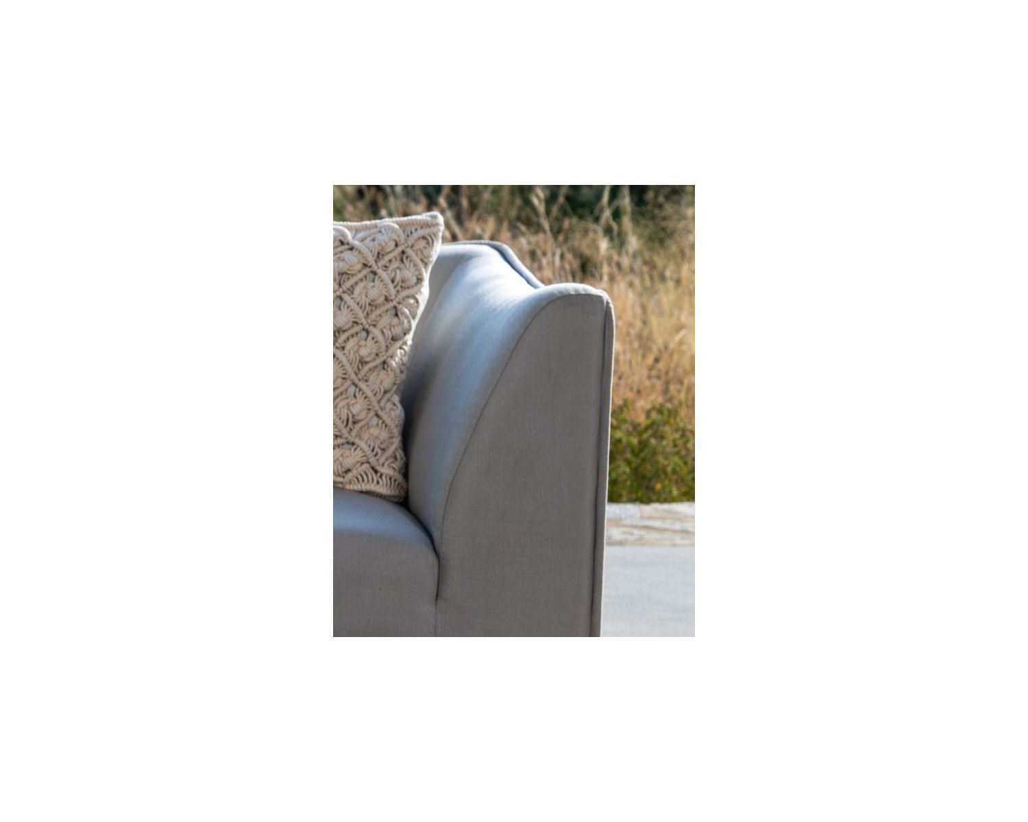 Salon de jardin cosy 3 pièces en tissu gris clair Sunbrella "Andaman Island"