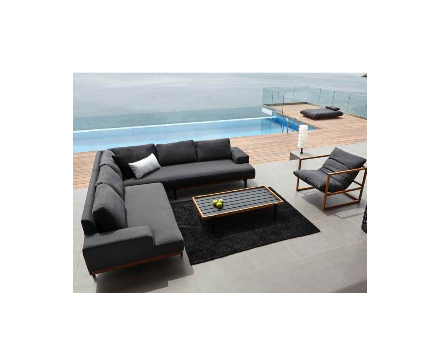 Canapé d'angle extérieur haut de gamme tissu Sunbrella "Maluku Island"