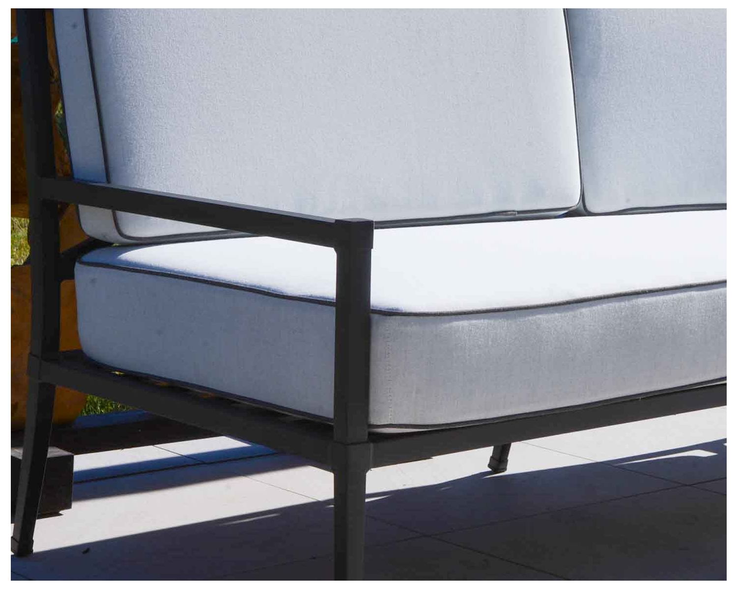 Salon de jardin classique gris 3 pièces en alu et tissu "Chambord"