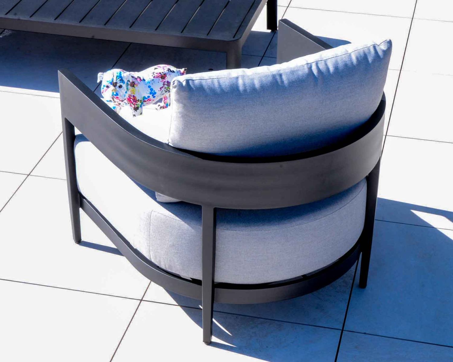 Salon de jardin 2 fauteuils 1 canapé aluminium et tissu gris "Blois"