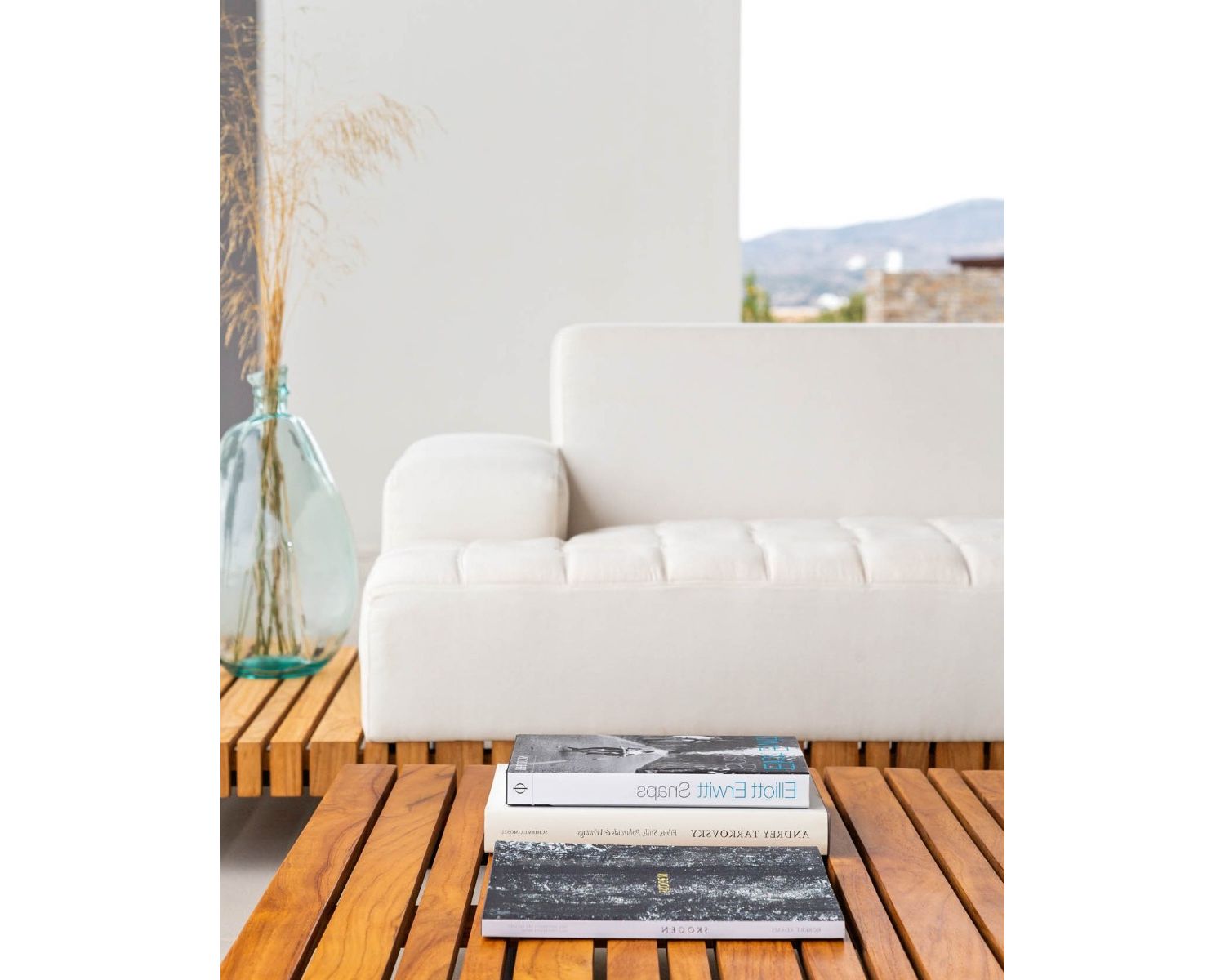 Canapé d'extérieur avec retour gauche tissu Sunbrella écru " Lombok"